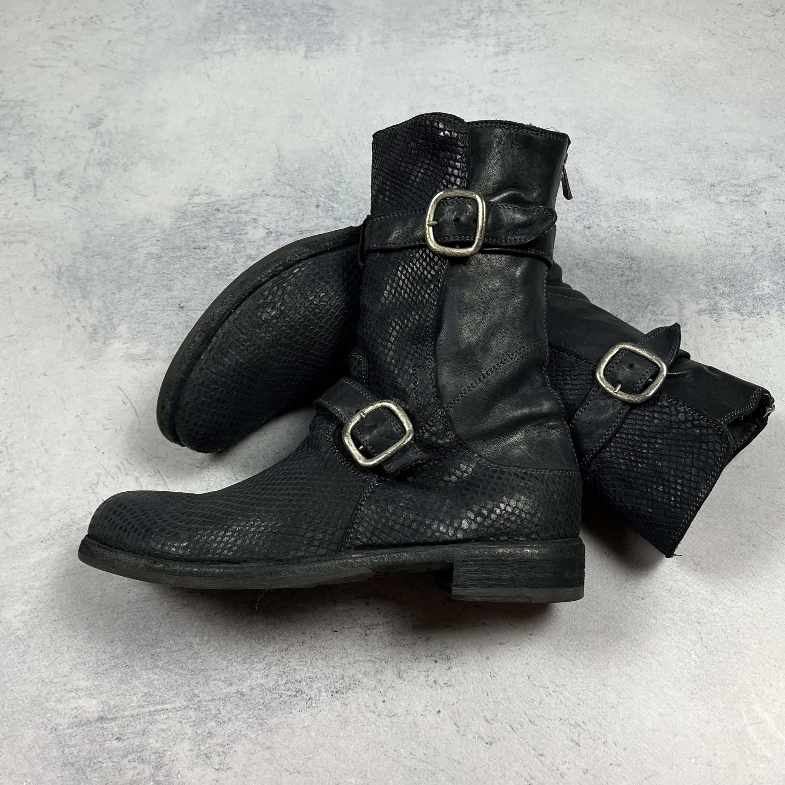 Officine Creative Avant-Garde Officine Creative Snake Embossed Biker Boots Size US 6 / IT 36 - 6 Thumbnail