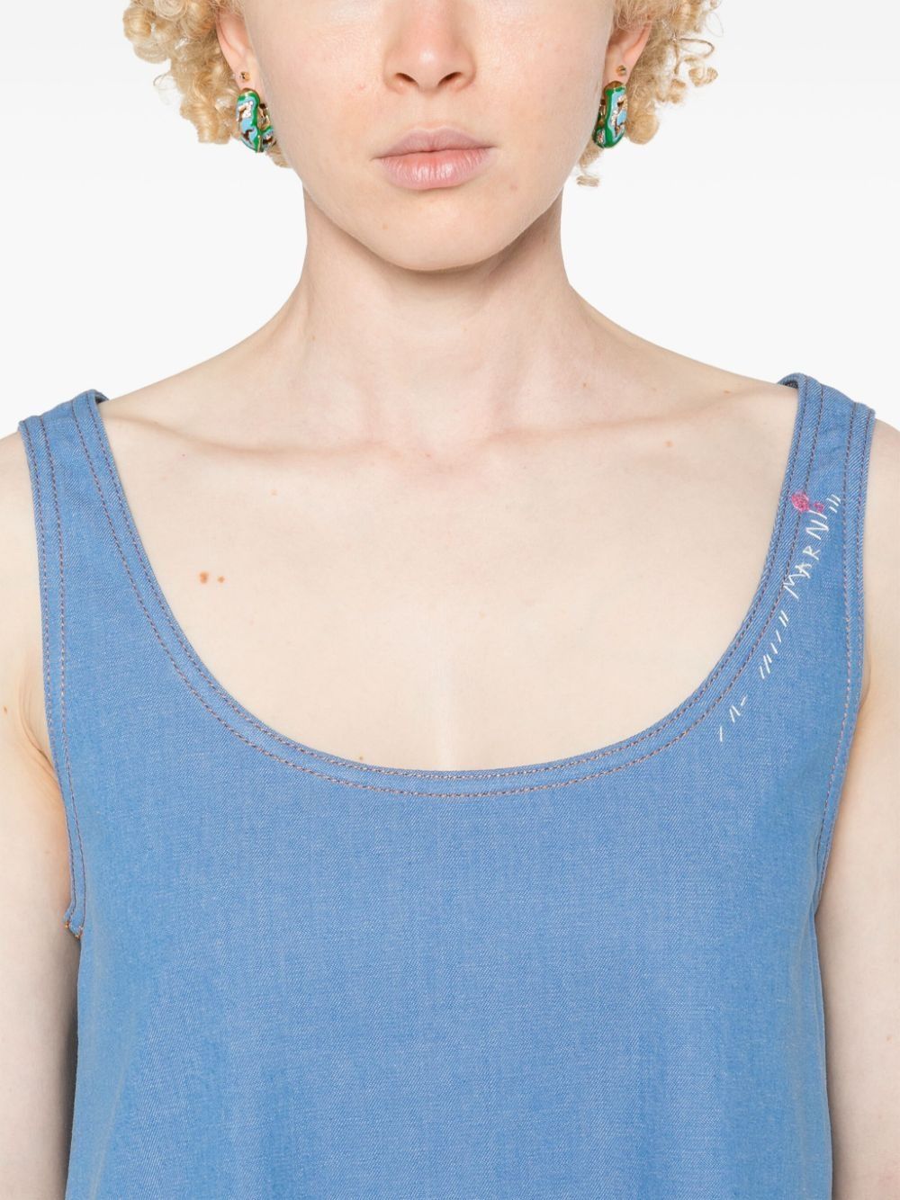 Marni o1f1d3z0725 Kleid Denim Minidress in Blue Size XS / US 0-2 / IT 36-38 - 5 Thumbnail