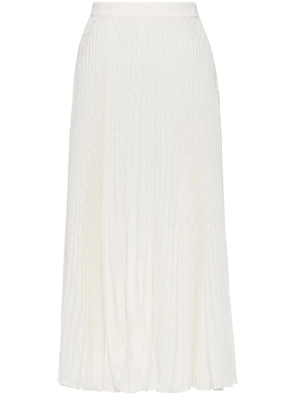 Valentino o1s22i1n0924 Silk Jacquard Toile Pleated Skirt in White Size 27" / US 4 / IT 40 - 1 Thumbnail