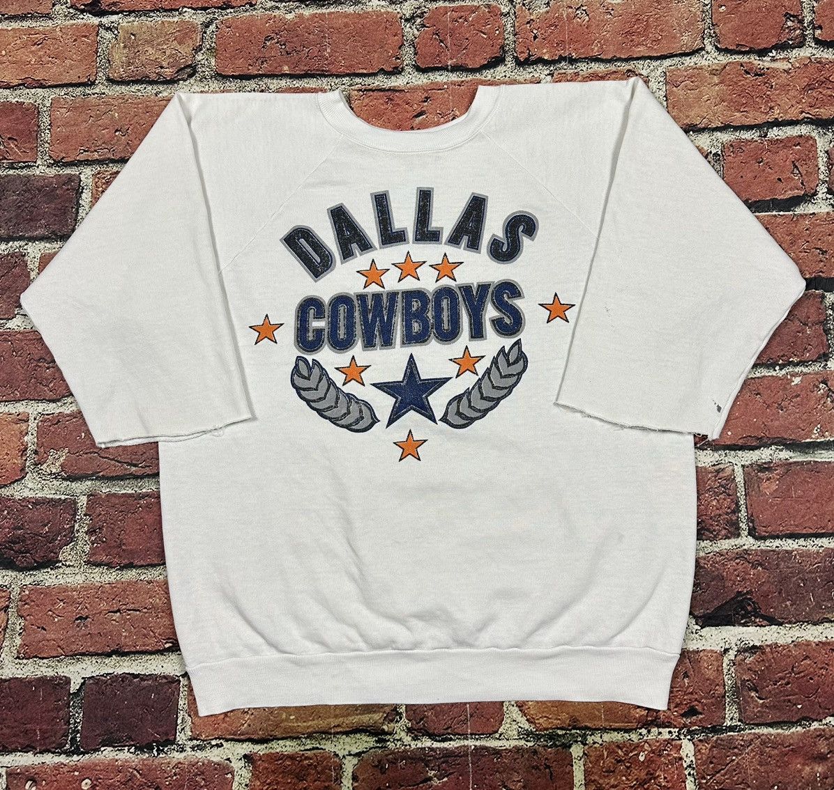 Logo 7 Vintage Dallas Cowboys Sweatshirt NFL Raglan 80s 90s Cut Off Size US XL / EU 56 / 4 - 1 Thumbnail