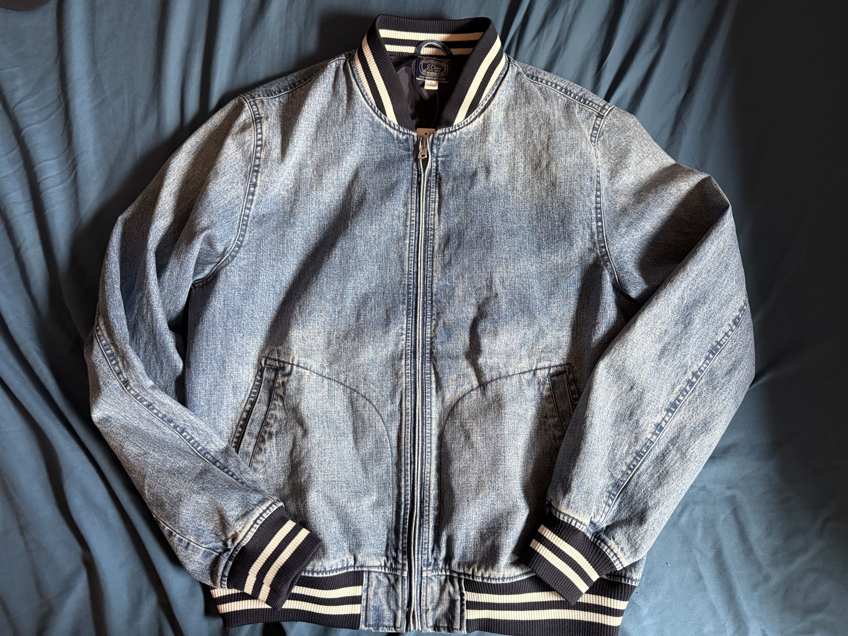 J.Crew J. Crew Denim Baseball Jacket Large $248 Size US L / EU 52-54 / 3 - 1 Thumbnail