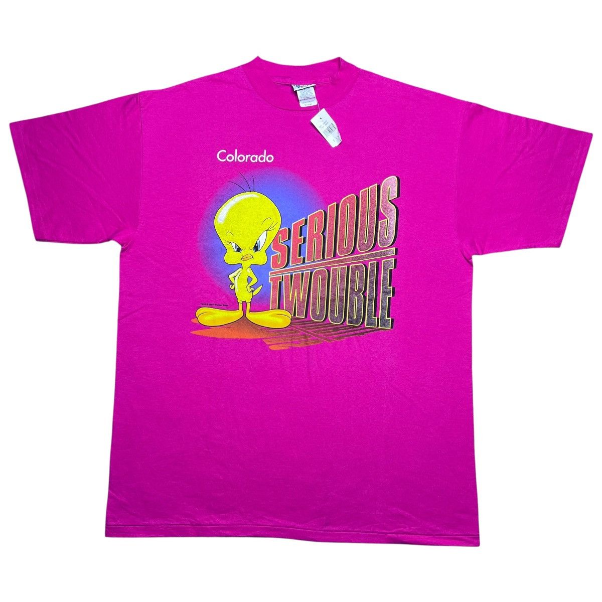 Warner Bros Vtg 1997 Looney Tunes Tweety Serious Twouble Colorado Tee Size US XL / EU 56 / 4 - 1 Thumbnail