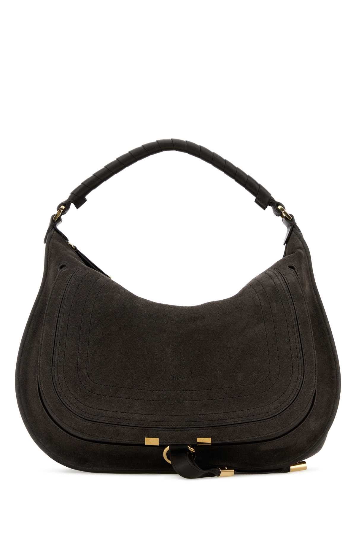 Chloe Charcoal Suede Marcie Shoulder Bag Size ONE SIZE - 1 Thumbnail