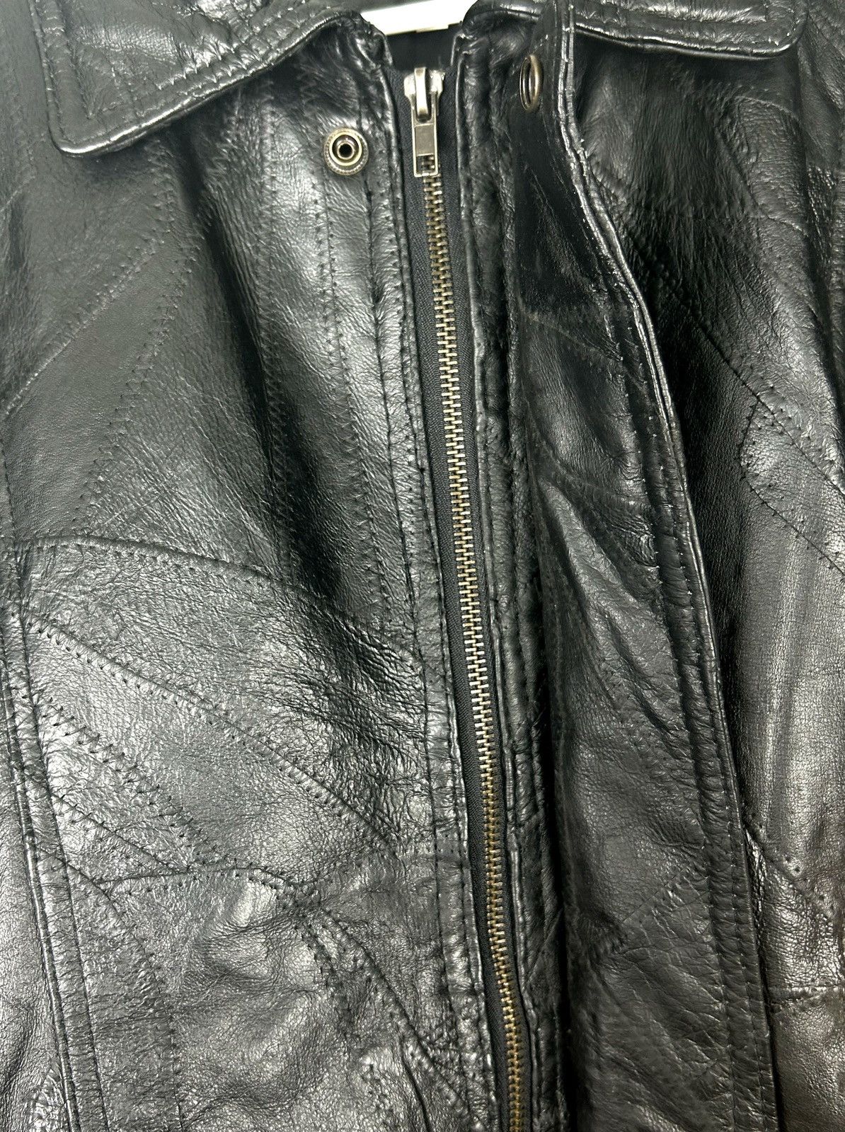 Genuine Leather Italian Stone Navarre Leather Patchwork Jacket Size US L / EU 52-54 / 3 - 11 Thumbnail