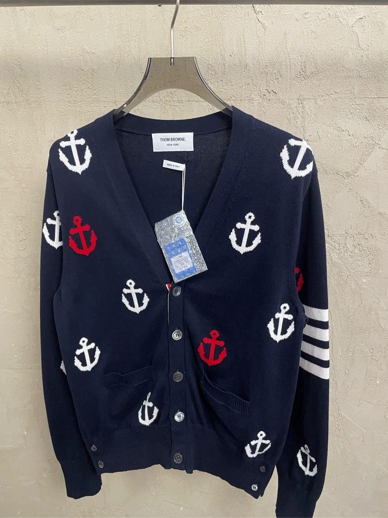 Thom Browne Thom Browne Dark blue full print white red anchor four-stri Size US XS / EU 42 / 0 - 3 Thumbnail