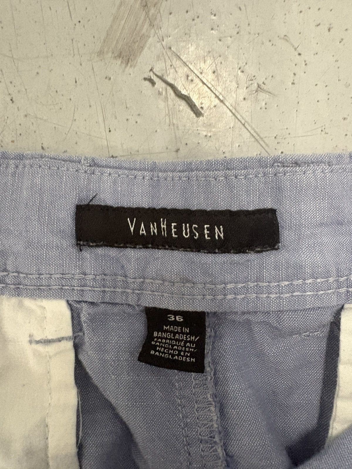 Van Heusen Van Heusen Men's Chino Shorts Light Blue Linen Flat Front Size US 36 / EU 52 - 2 Thumbnail