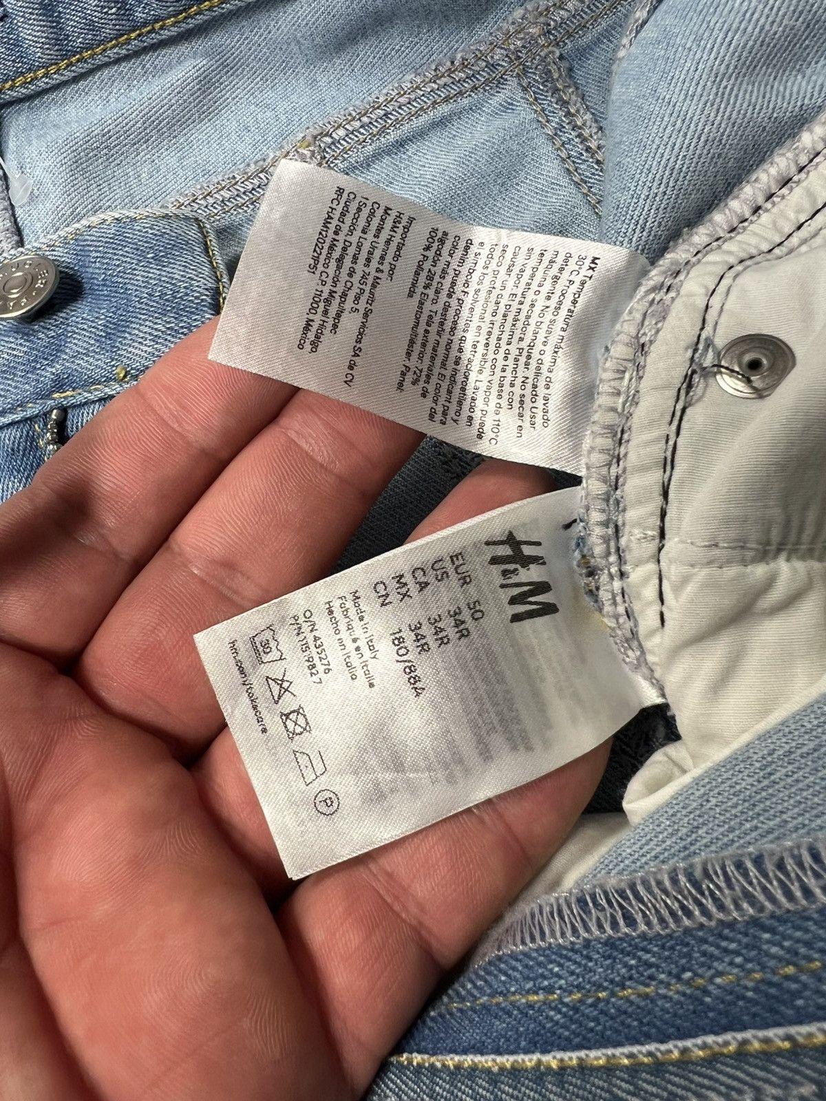 H&M × Mugler Thierry Mugler x HM Blue Spiral Panel Jeans Mens Denim Pants Size US 34 / EU 50 - 20 Thumbnail