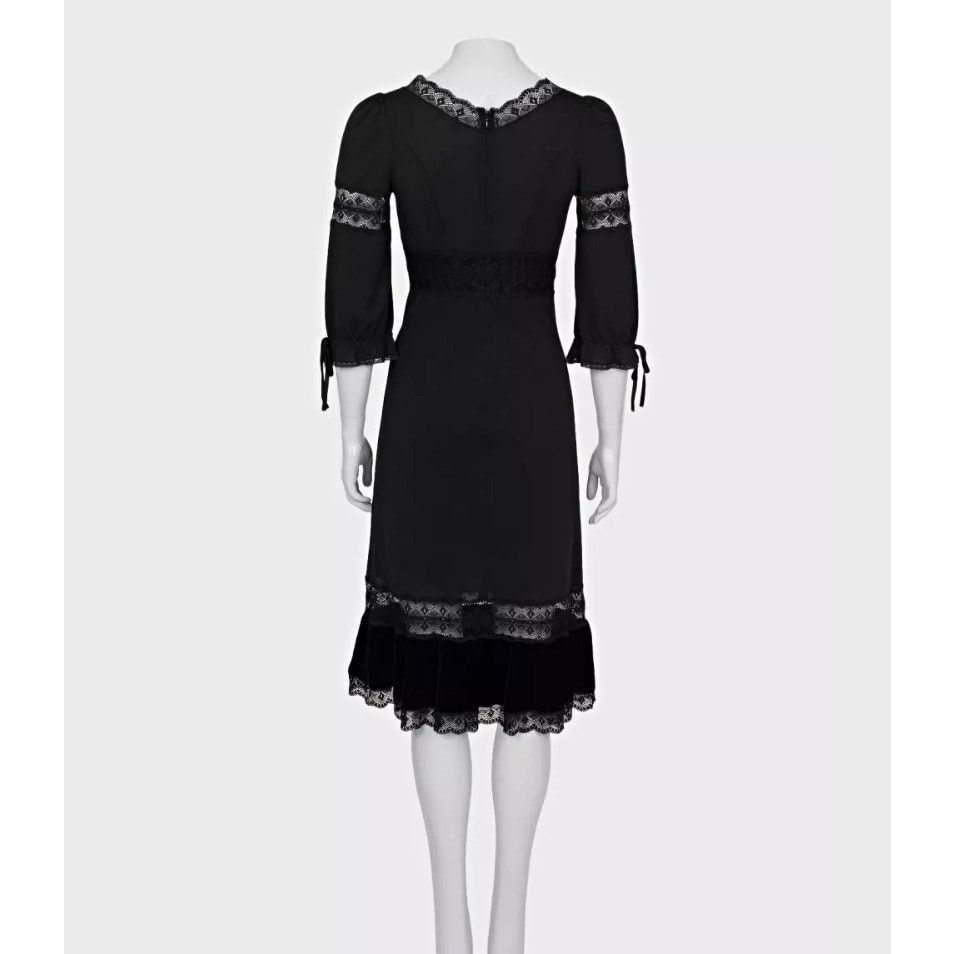 Dolce & Gabbana Dolce & Gabbana Black Velvet and Lace Dress - Size XS Size XS / US 0-2 / IT 36-38 - 3 Thumbnail