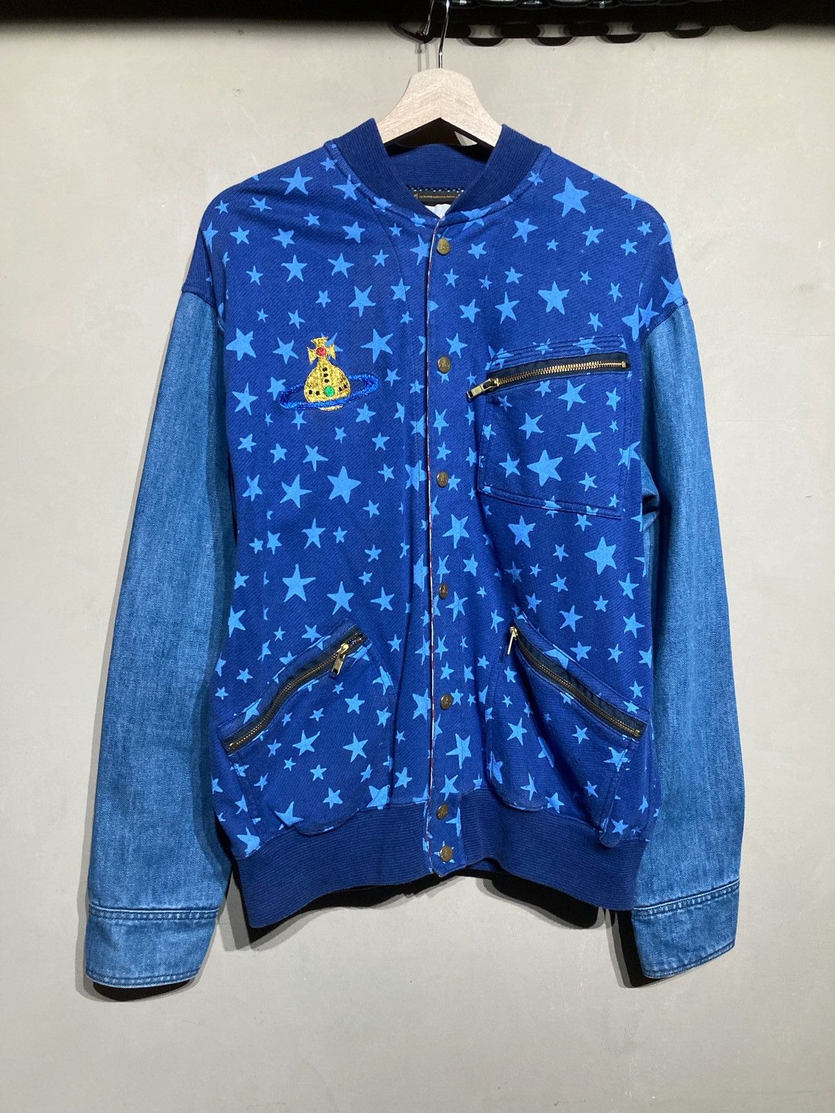 image of Large Logo Vivienne Westwood Denim Jacket Orb Lee Shirt in Blue, Men's