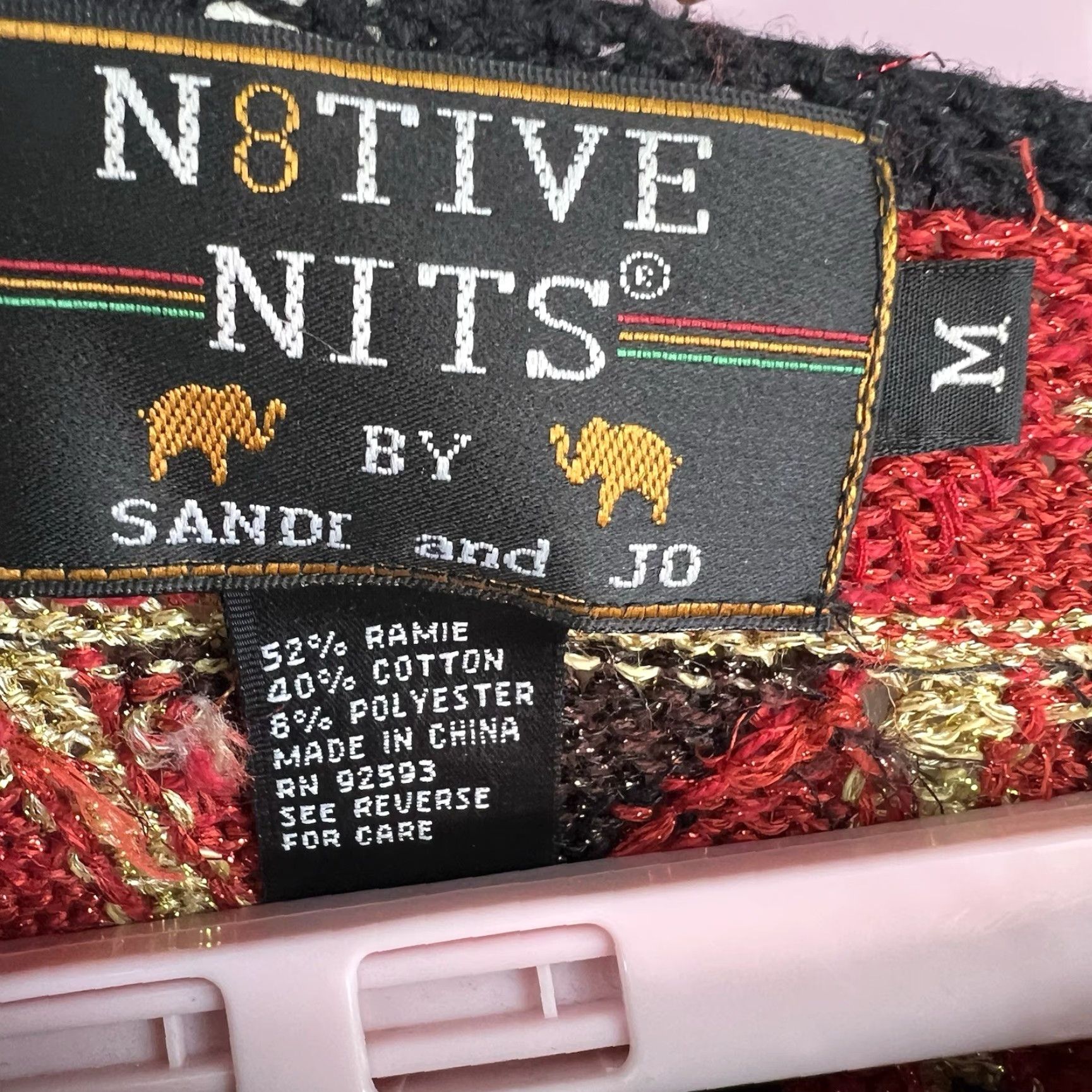 Vintage VINTAGE N8tive Knits Beaded Sweater Shirt Women M Black Red 1980s Sequined Embellished Size M / US 6-8 / IT 42-44 - 5 Thumbnail