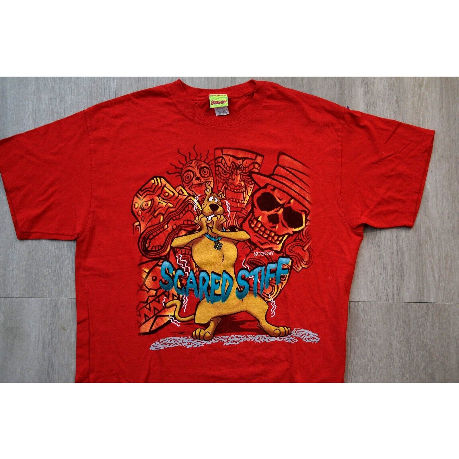 Warner Bros Vintage 90s Scooby Doo Scared Stiff Funny Cartoon Shirt Red Size US XL / EU 56 / 4 - 1 Thumbnail