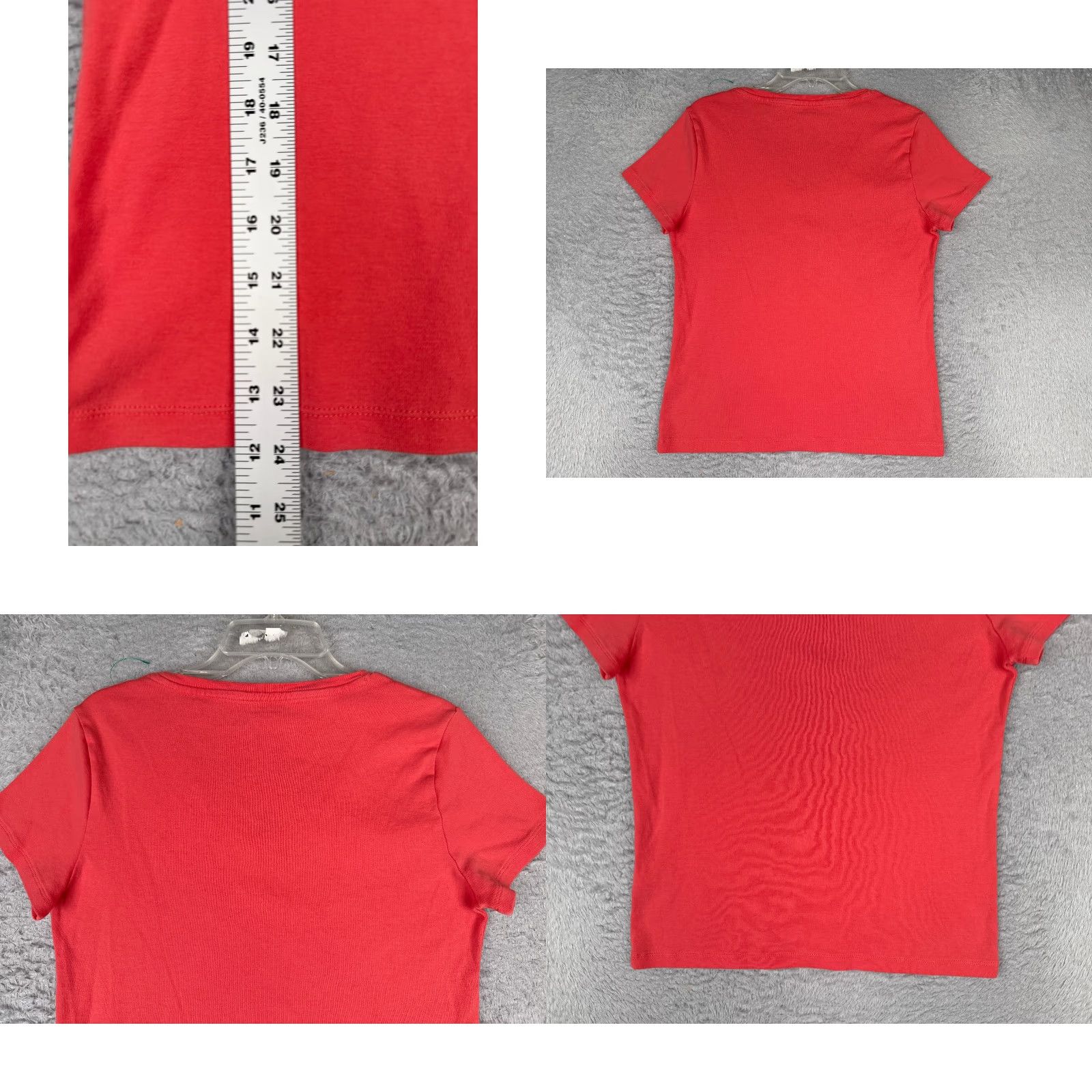 Tommy Hilfiger Tommy Hilfiger Shirt Women Large Pink V-Neck Short Sleeve 100% Cotton Size L / US 10 / IT 46 - 9 Thumbnail