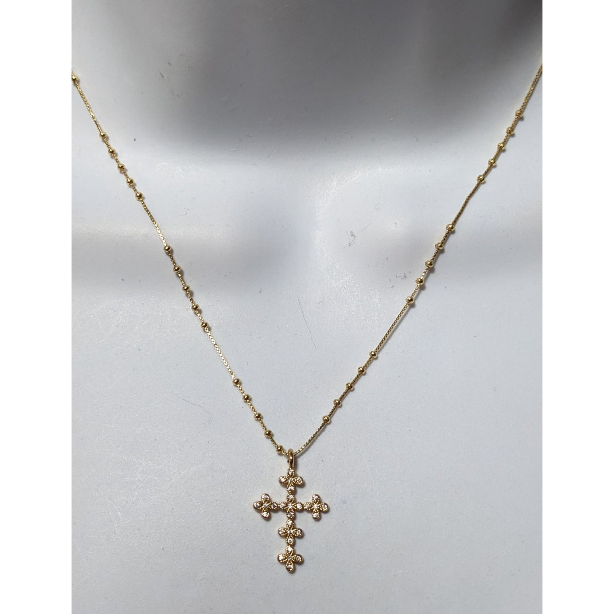 Other Dainty Minimalist Gold Tone Gemmed Cross Necklace Size ONE SIZE - 4 Thumbnail
