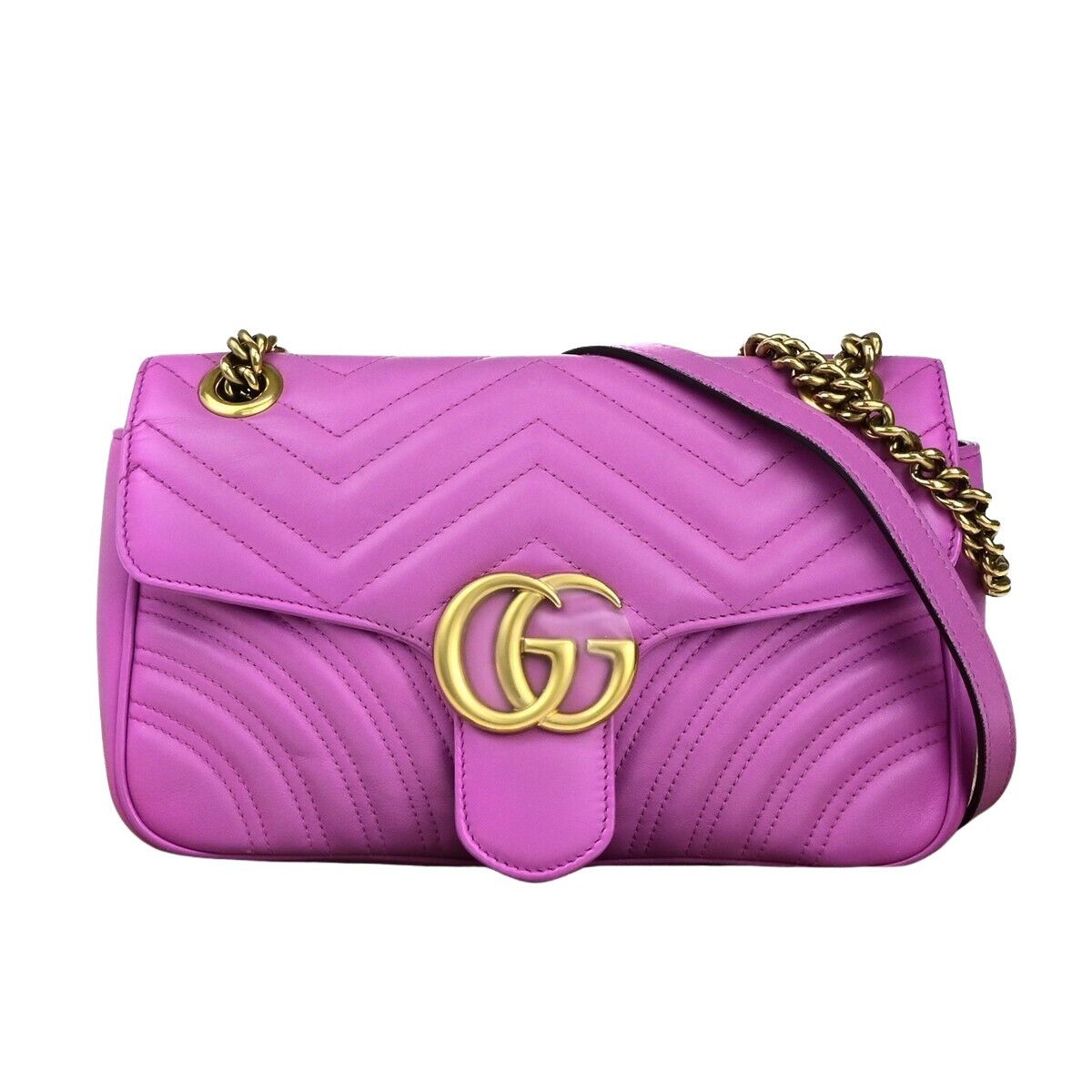 Gucci Gg Marmont Purple Leather Shoulder Bag (Pre-Owned) Size ONE SIZE - 1 Thumbnail