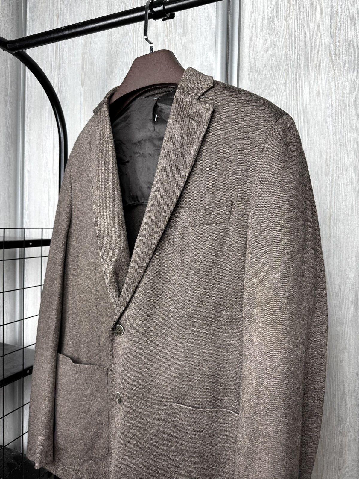 Hackett London brown cotton unlined 2 buttons blazer