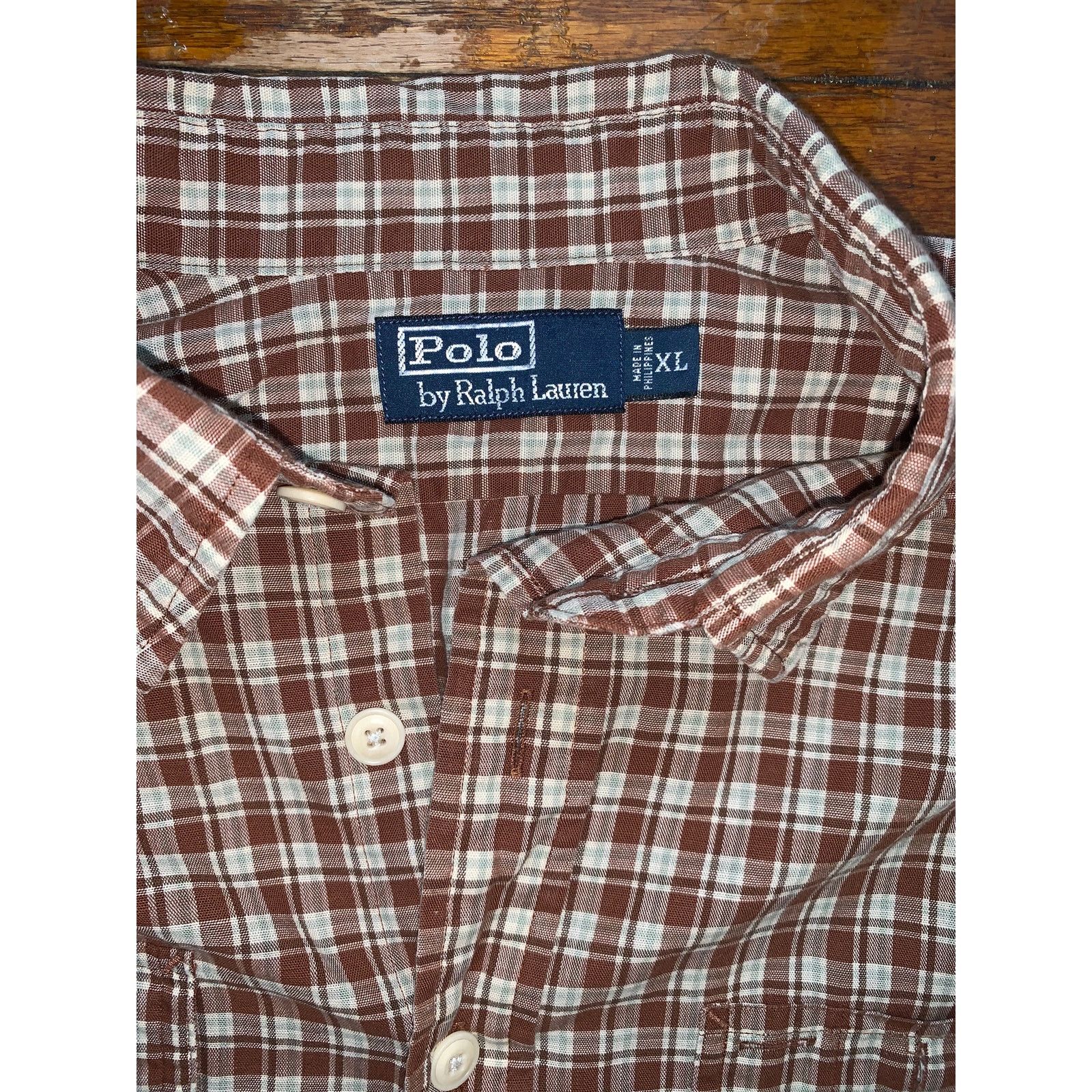 Polo Ralph Lauren Vintage Polo Ralph Lauren Brown Check Shirt XL Button Down Size US XL / EU 56 / 4 - 3 Thumbnail