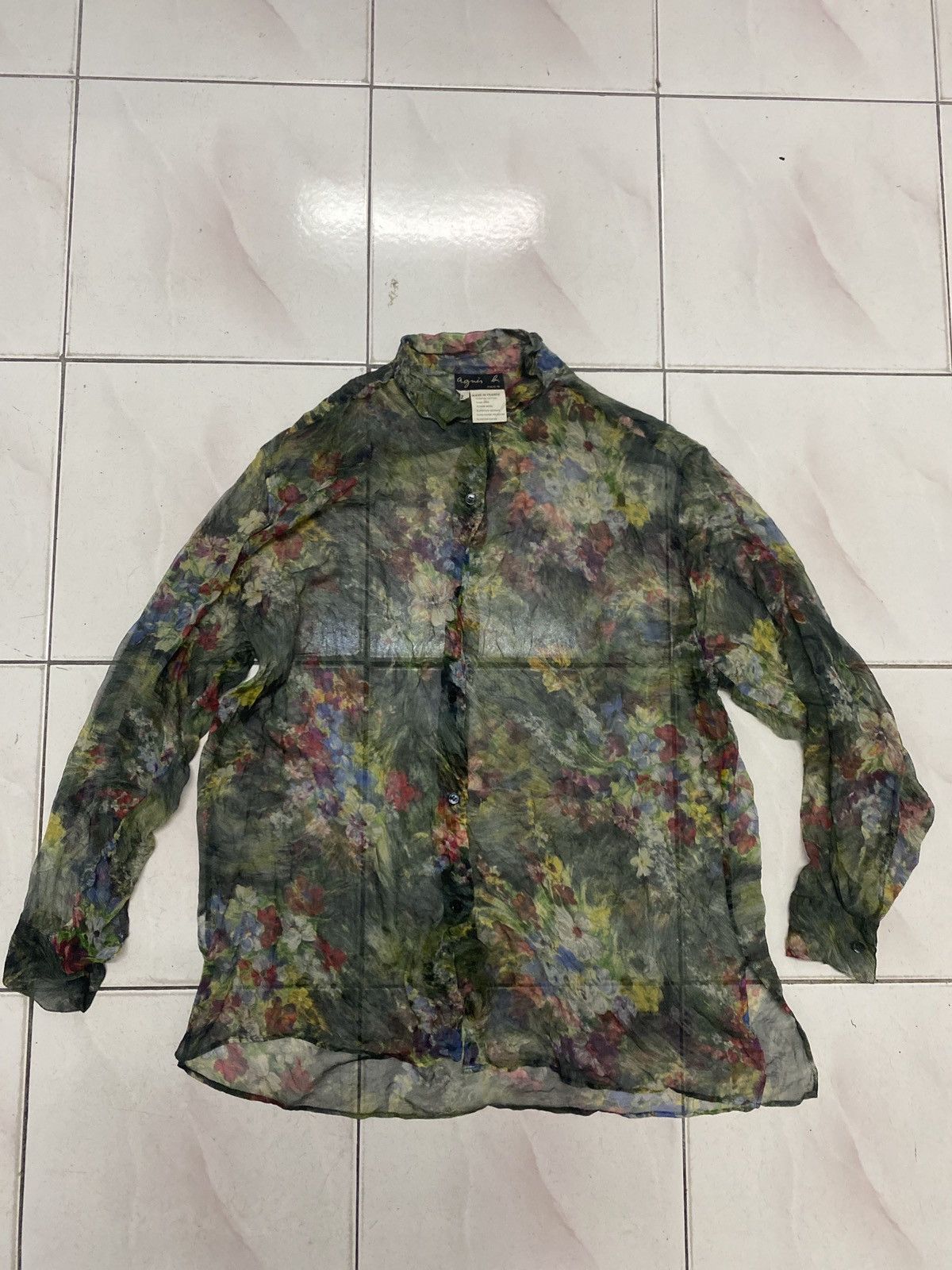Vintage × agnes b. Vintage 80s AGNES B Silk Polyester Anorak Floral SHIRT Size US M / EU 48-50 / 2 - 6 Thumbnail
