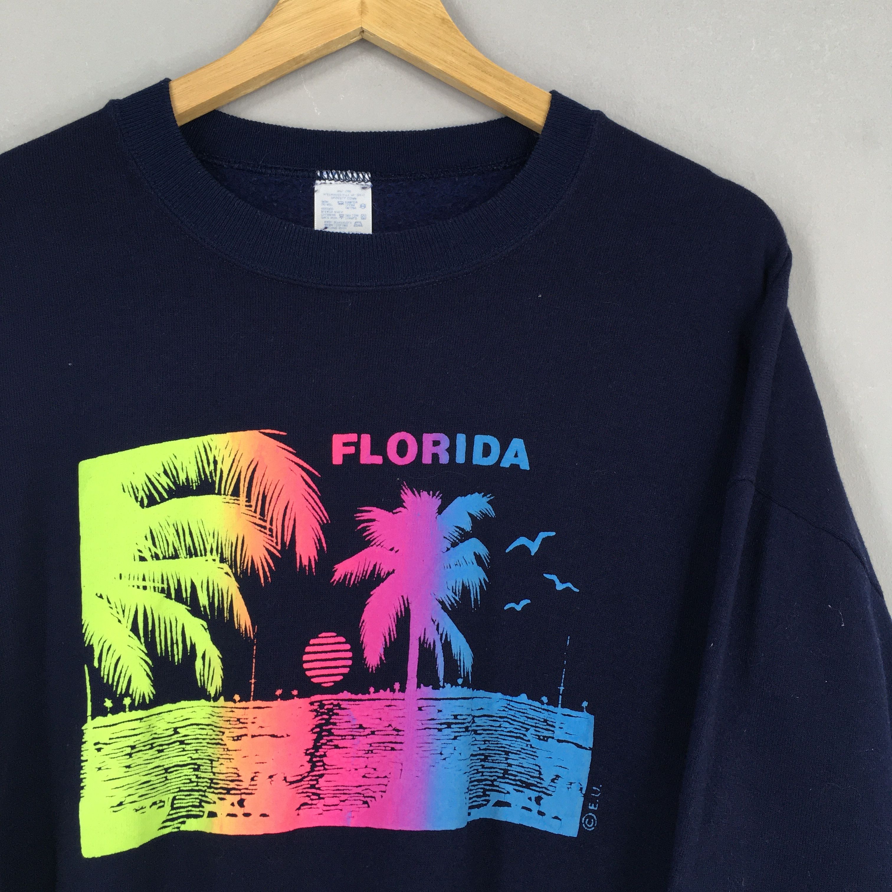 Jerzees × Vintage Vintage 90s Palm Beach Florida Sweatshirt XLarge Size US XL / EU 56 / 4 - 2 Thumbnail