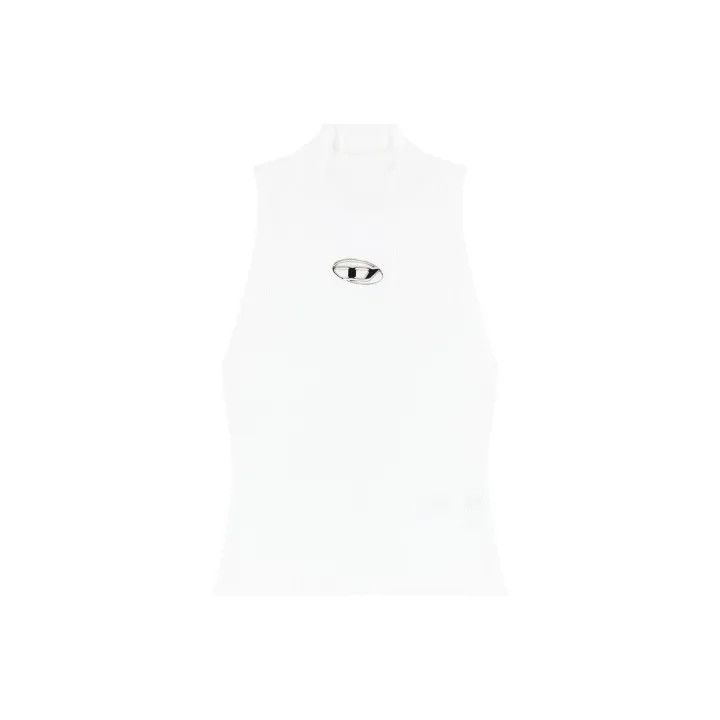 Diesel Diesel Oval D Ribbed White Tank Top 0079 Size XS / US 0-2 / IT 36-38 - 1 Thumbnail