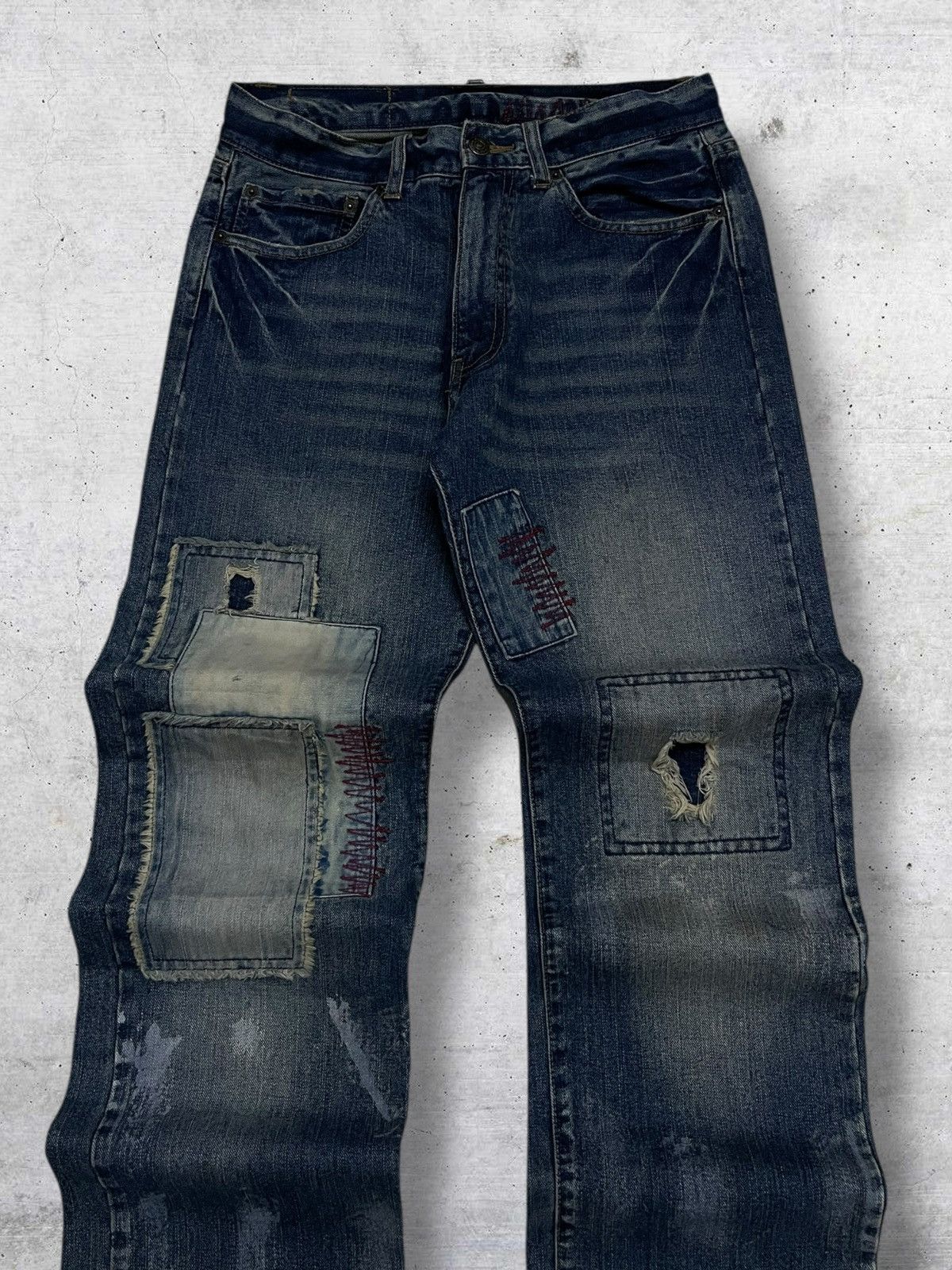 LOWBOX JAPAN LOWBOX DISTRESSED RIPPED PATCHWORK 90S JAPAN DESIGNER Size US 29 - 5 Thumbnail
