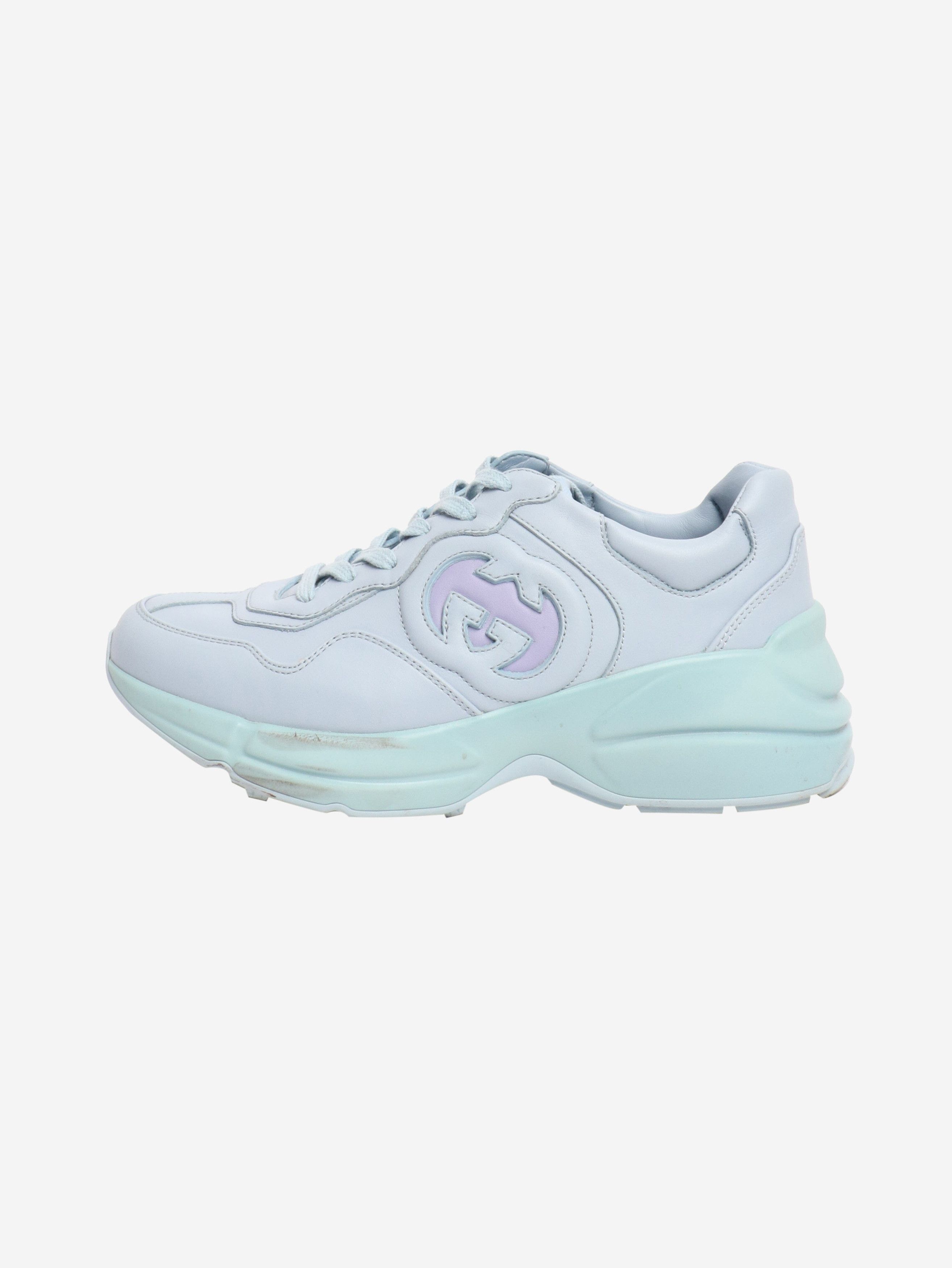 Gucci Blue Rhyton leather trainers - EU 38.5 Size US 7 / IT 37 - 1 Thumbnail