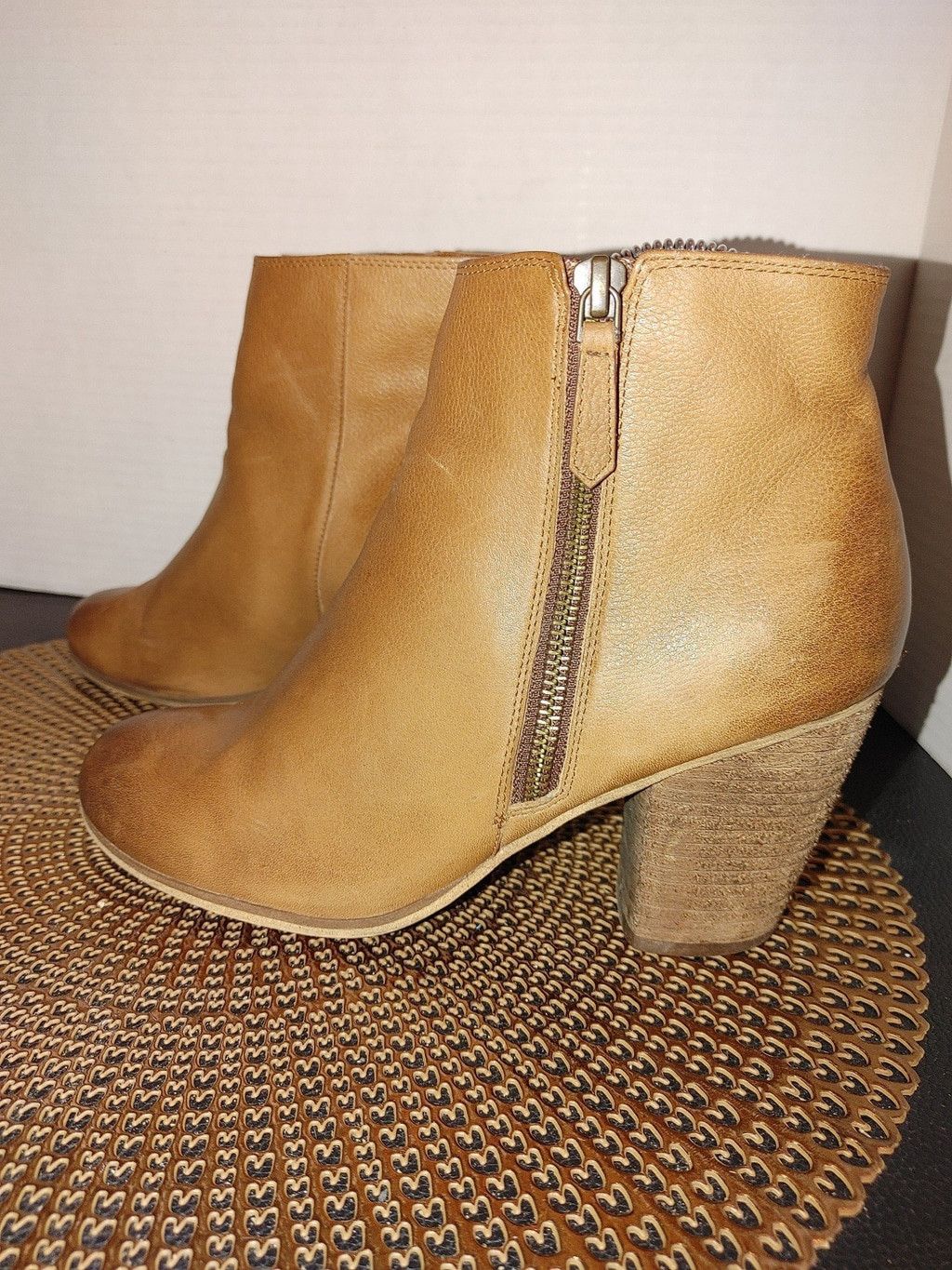 Nordstrom BP Brass Plum Leather Ankle Booties Size 8M Size US 8 / IT 38 - 1 Thumbnail