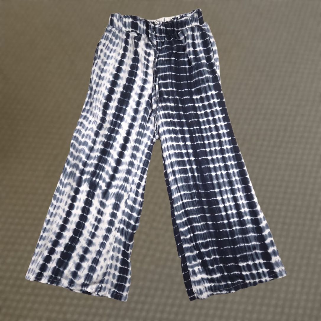 Vintage VINTAGE Cupshe Pants Womens S Blue White Tie Dye Wide Leg Rayon Lounge Beach Size 28" / US 6 / IT 42 - 1 Thumbnail