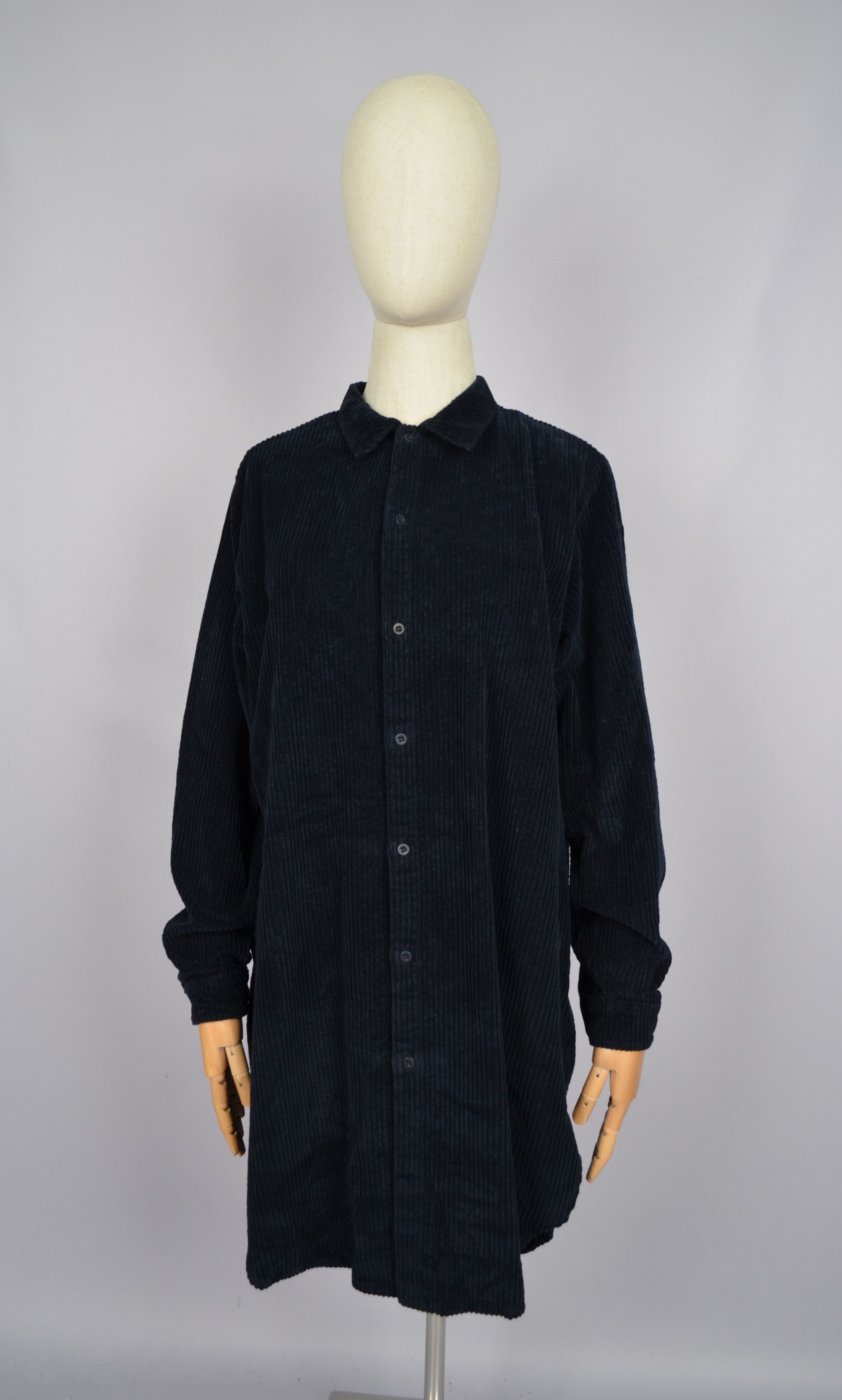 Designer Labo.Art Navy Corduroy Long Shirt Pockets Size 1/S Italy Size S / US 4 / IT 40 - 2 Thumbnail