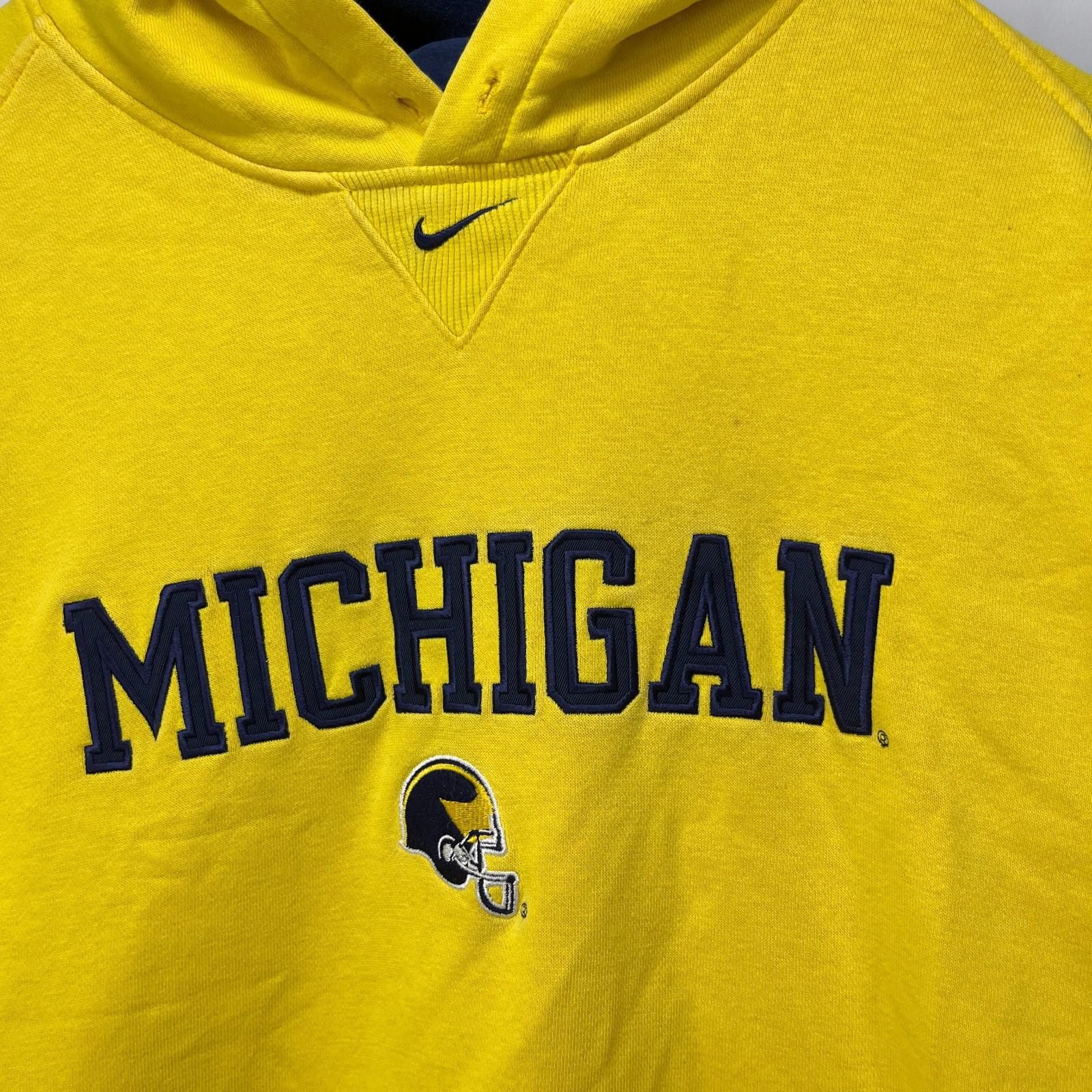 Nike Vintage Nike Middle Swoosh Michigan Wolverines Hoodie 2XL Size ONE SIZE - 3 Thumbnail
