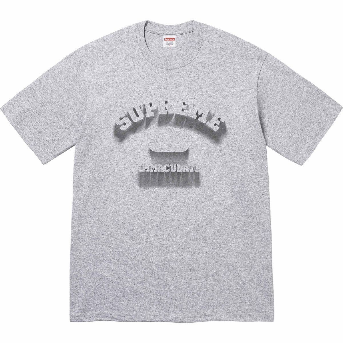 Image of Supreme Shadow Logo Tee Short Sleeve Heather Grey T-Shirt Xl, Men's