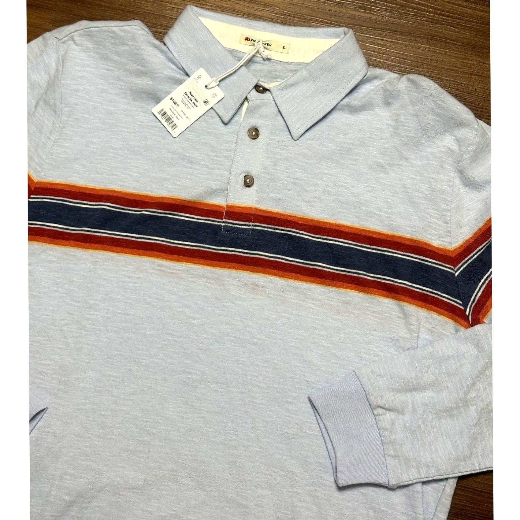 Marine Layer Marine Layer Men's Rugby Polo Blue Multi Stripe Long Sleeve S Size US S / EU 44-46 / 1 - 2 Thumbnail