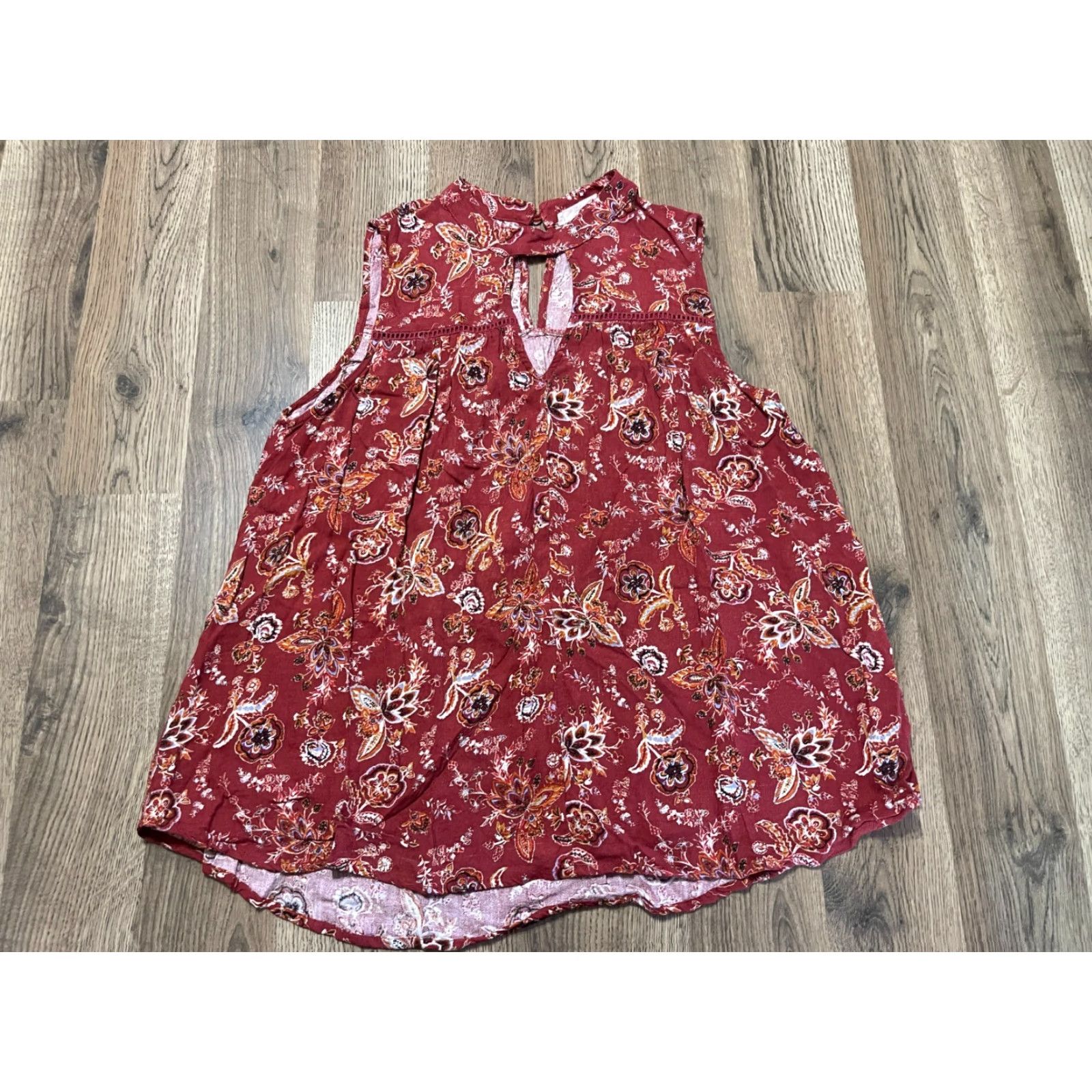 Vintage SOPHIE Rue Tank Top Women's Large Red White Floral Paisley Sleeveless Shirt Size L / US 10 / IT 46 - 2 Thumbnail