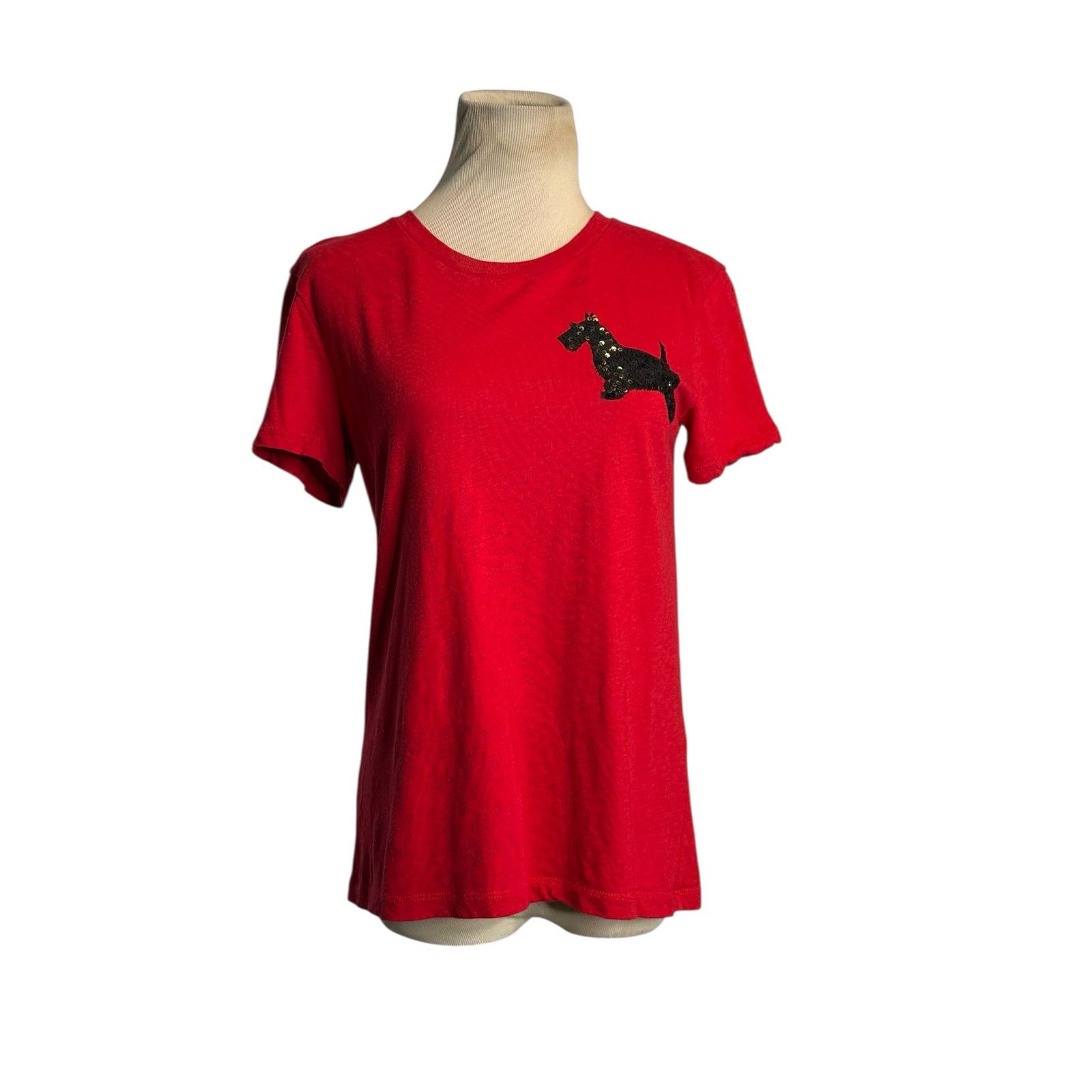 J.Crew J.Crew red black sequin Scottish dog t shirt size Small Size S / US 4 / IT 40 - 10 Thumbnail
