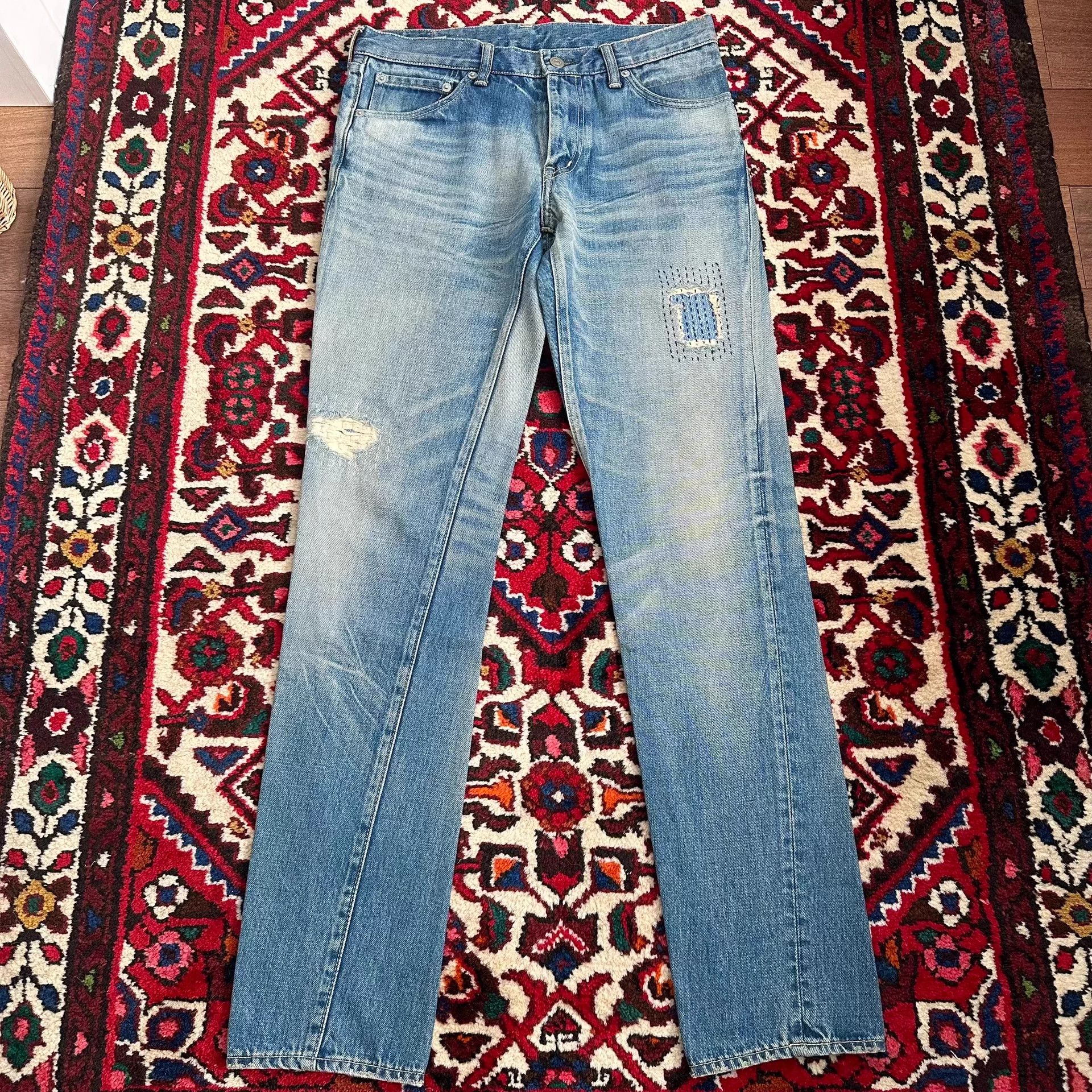 visvim 11aw 04d6.5 slim yellow mud wash jeans w32l30