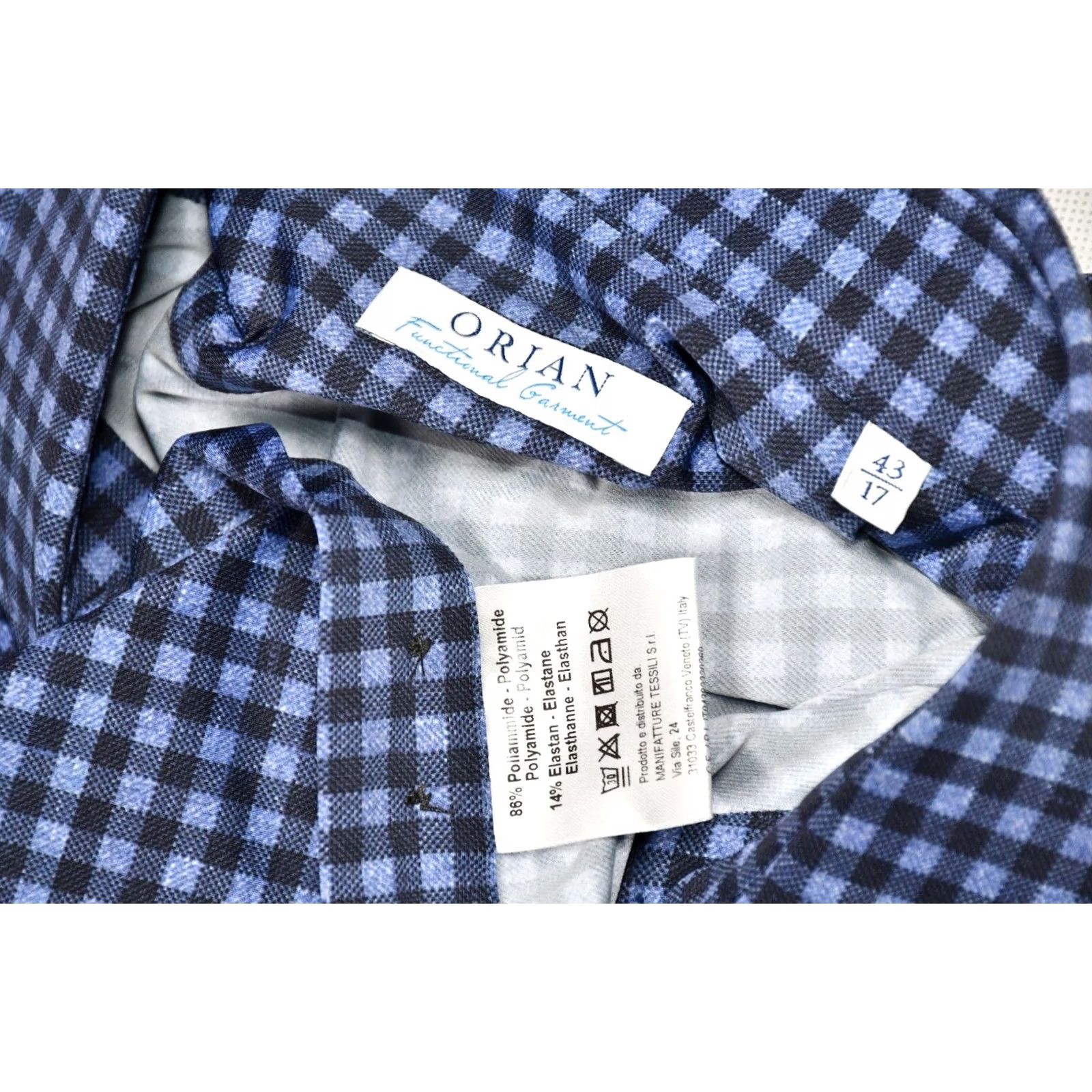 Vintage Orian Shirt Slim Check Stretch 43 Blue Men Slim Regular Size 43/17 Button-Up Collared Long Sleeve Size US XL / EU 56 / 4 - 6 Thumbnail