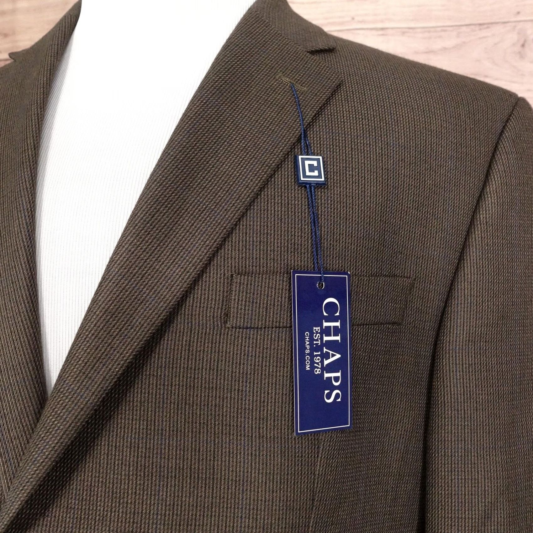 Chaps Chaps Blazer Sport Coat Olive 44R Polyester Rayon Tweed Notch Lapel Jacket Mens Regular Size 44R - 3 Thumbnail
