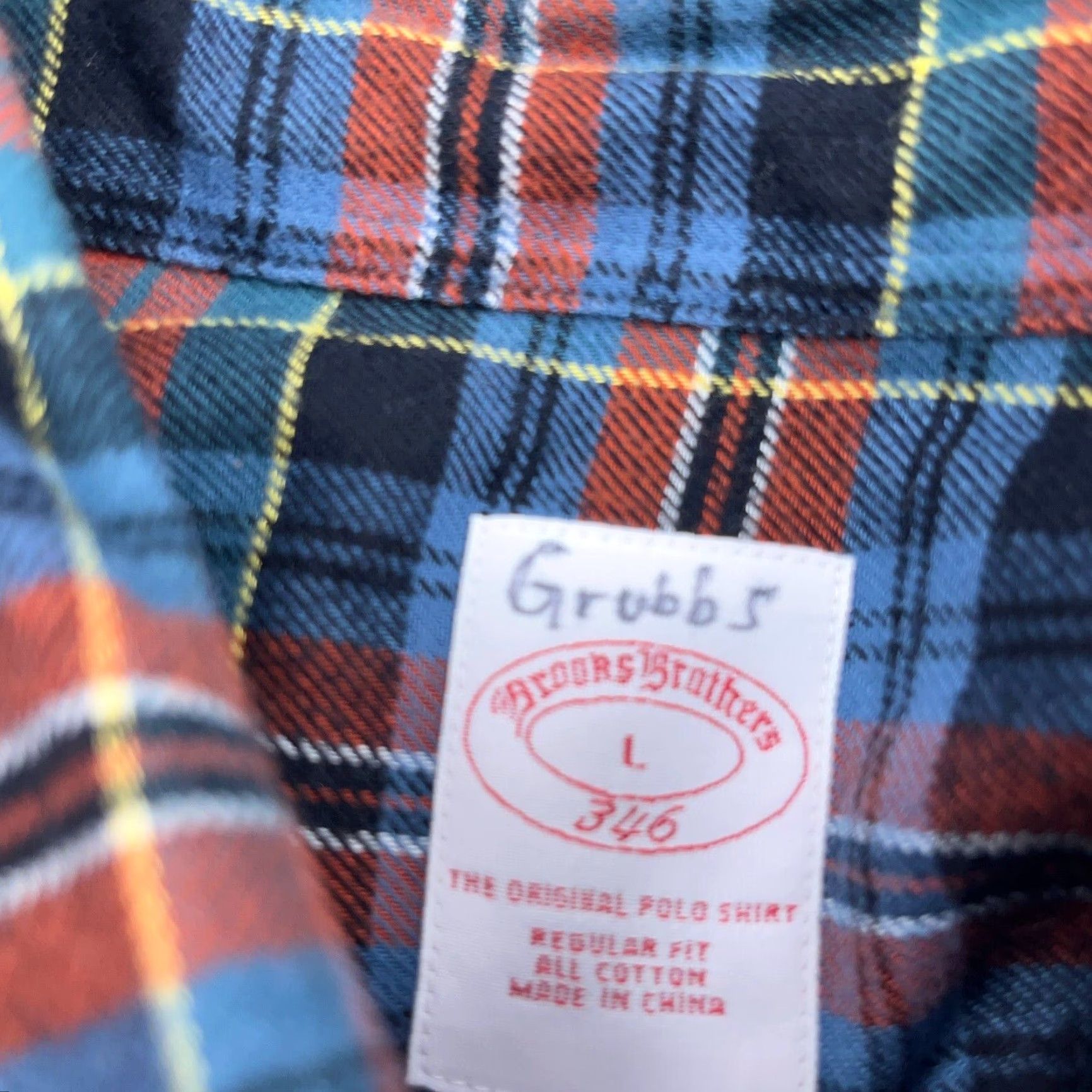 Brooks Brothers Brooks Brothers Shirt Men Large Orange Blue Flannel Button Up Plaid 346 Dress Size 42R - 3 Thumbnail