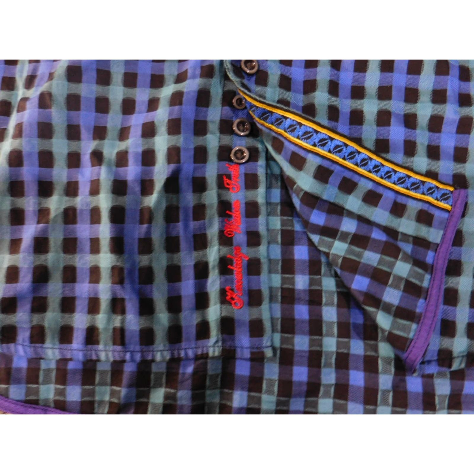 Robert Graham Robert Graham Shirt Mens Large Blue Black Plaid Long Sleeve Button-Up Modern Fit Size US L / EU 52-54 / 3 - 4 Thumbnail