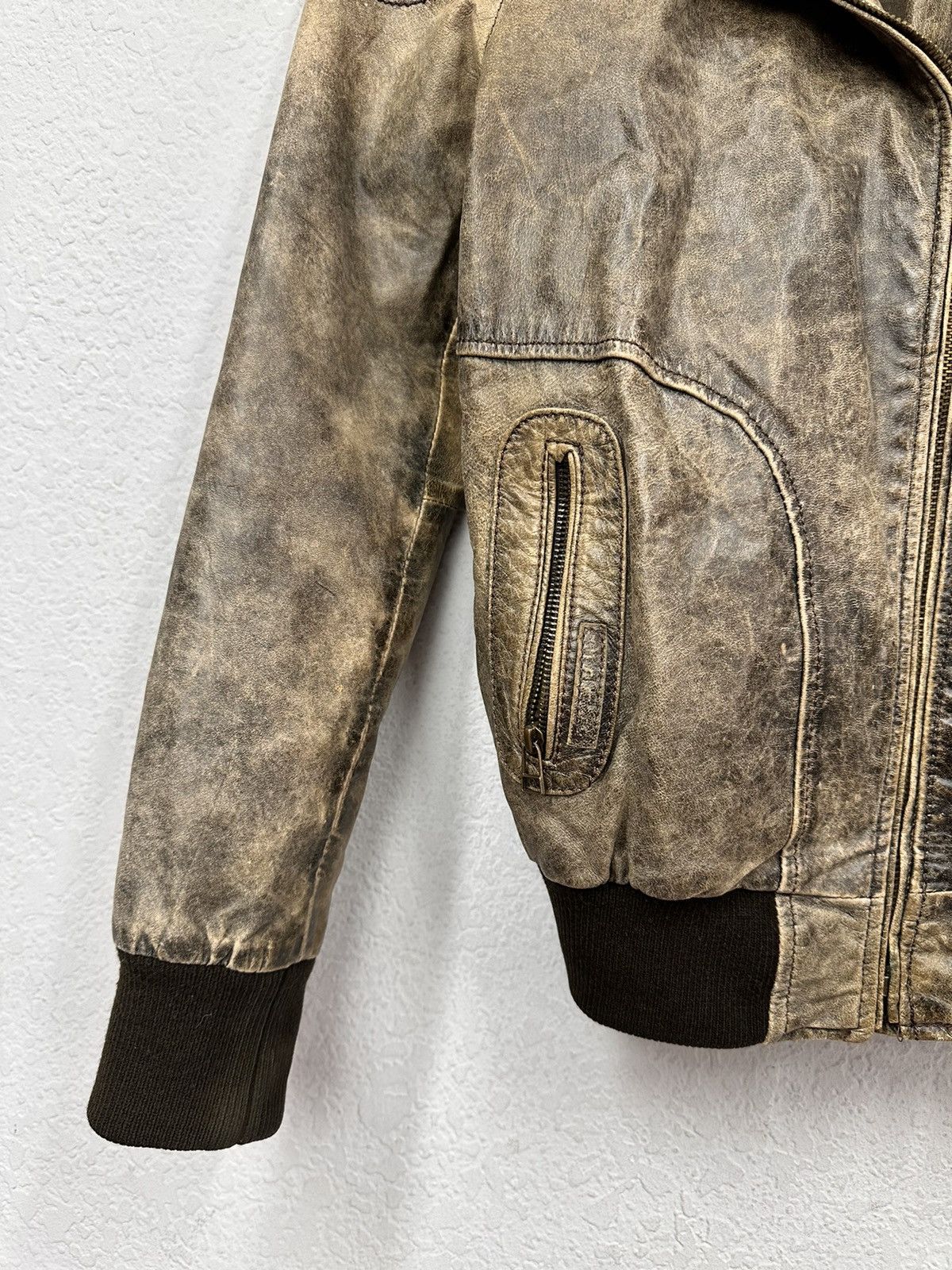 14th Addiction Vintage Leather Jacket Y2K Faded Rick Owens Style Diesel GOA Size S / US 4 / IT 40 - 6 Thumbnail