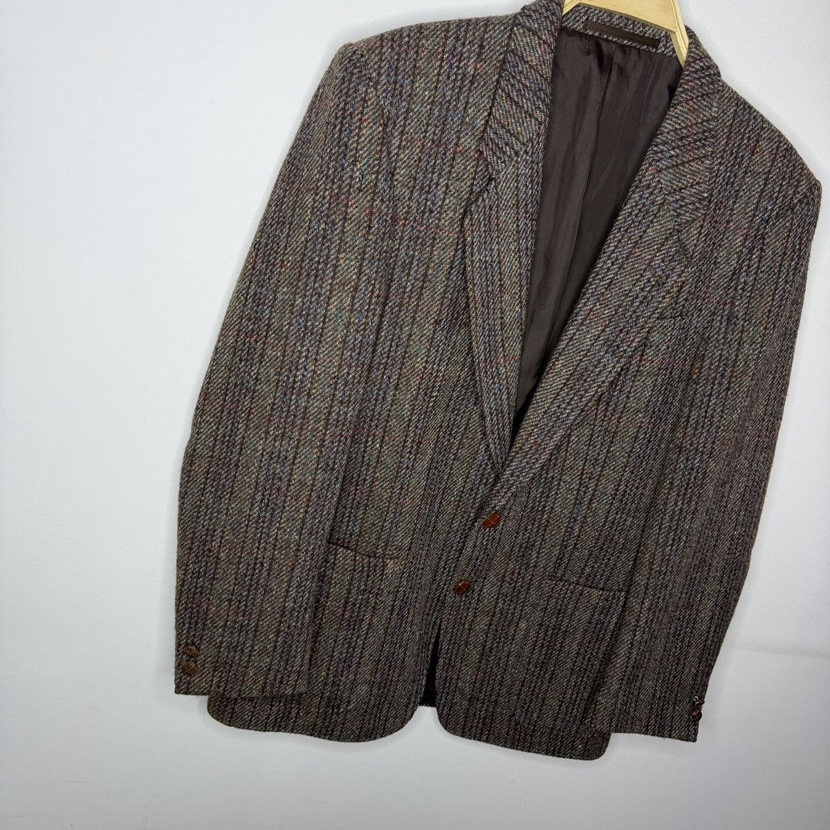 Harris Tweed Vtg Harris Tweed Brown Coat WOOL Jacket Blazer 42 R Size 44R - 3 Thumbnail