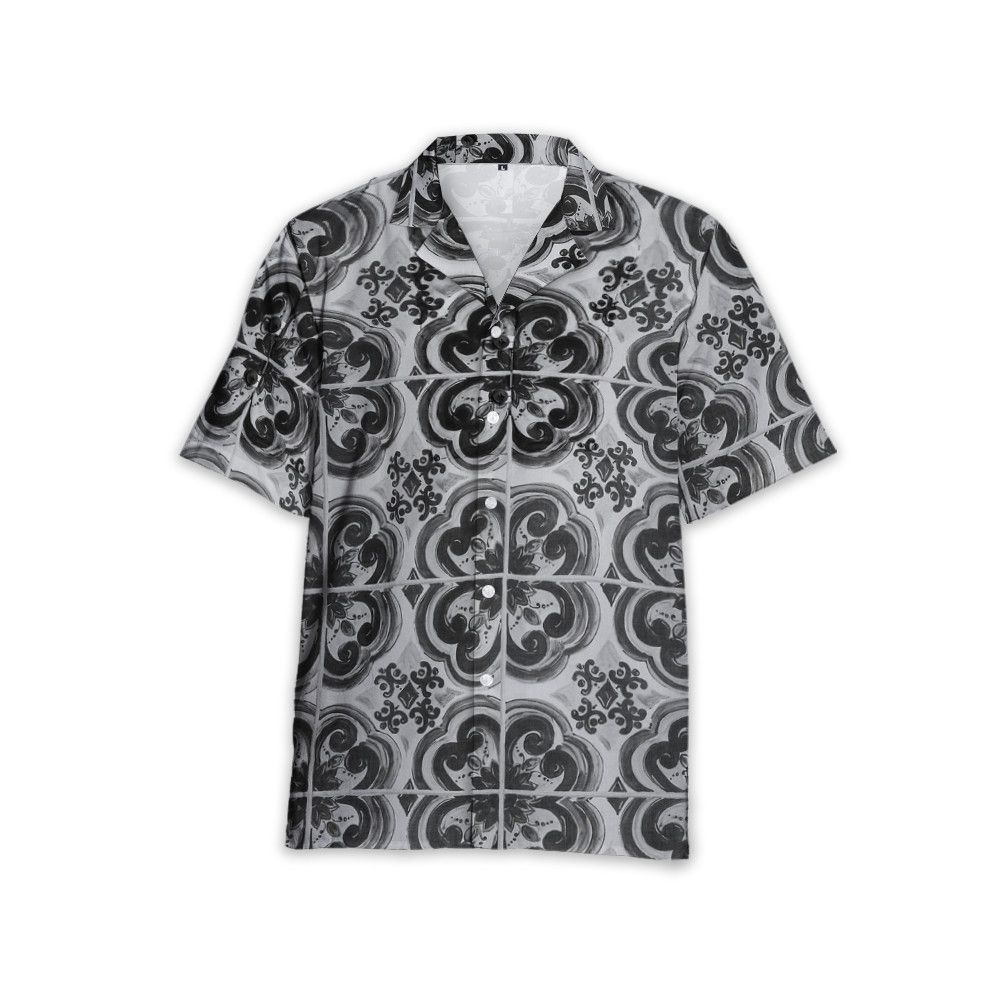 Designer Majolica-Print Cotton Mandarin Shirt Size US L / EU 52-54 / 3 - 3 Thumbnail