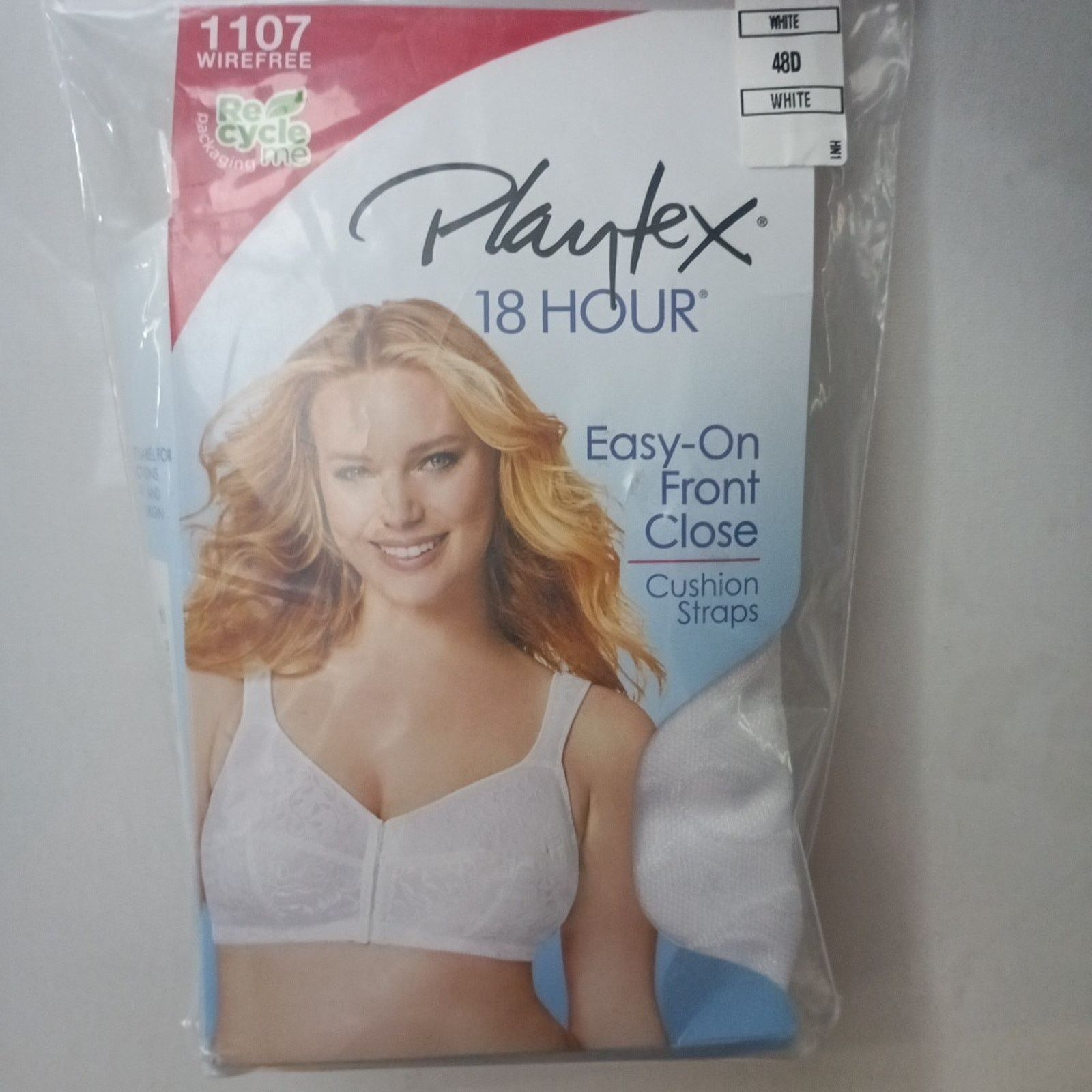 Other Playtex 18 hour Bra 48D White Front Close WireFree Cushion Size ONE SIZE - 1 Thumbnail