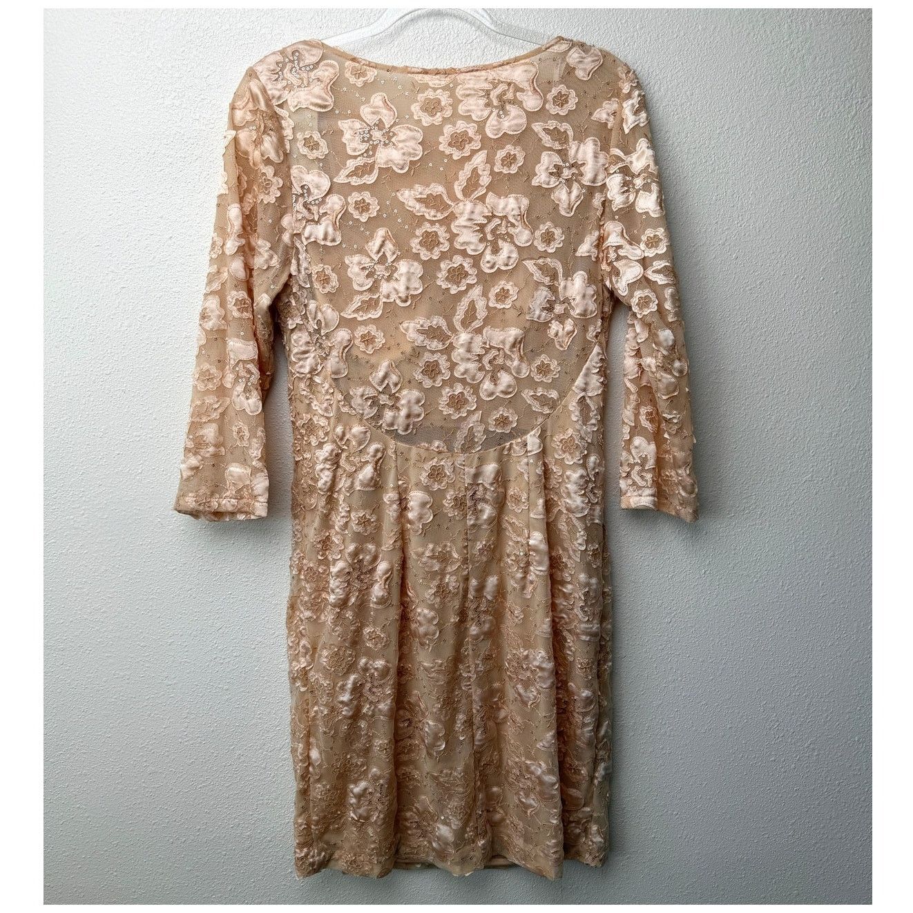 Other NWT Sue Wong Copper Lace Sheer Mesh Dress 3/4 Sleeve 14 Size XL / US 12-14 / IT 48-50 - 6 Thumbnail