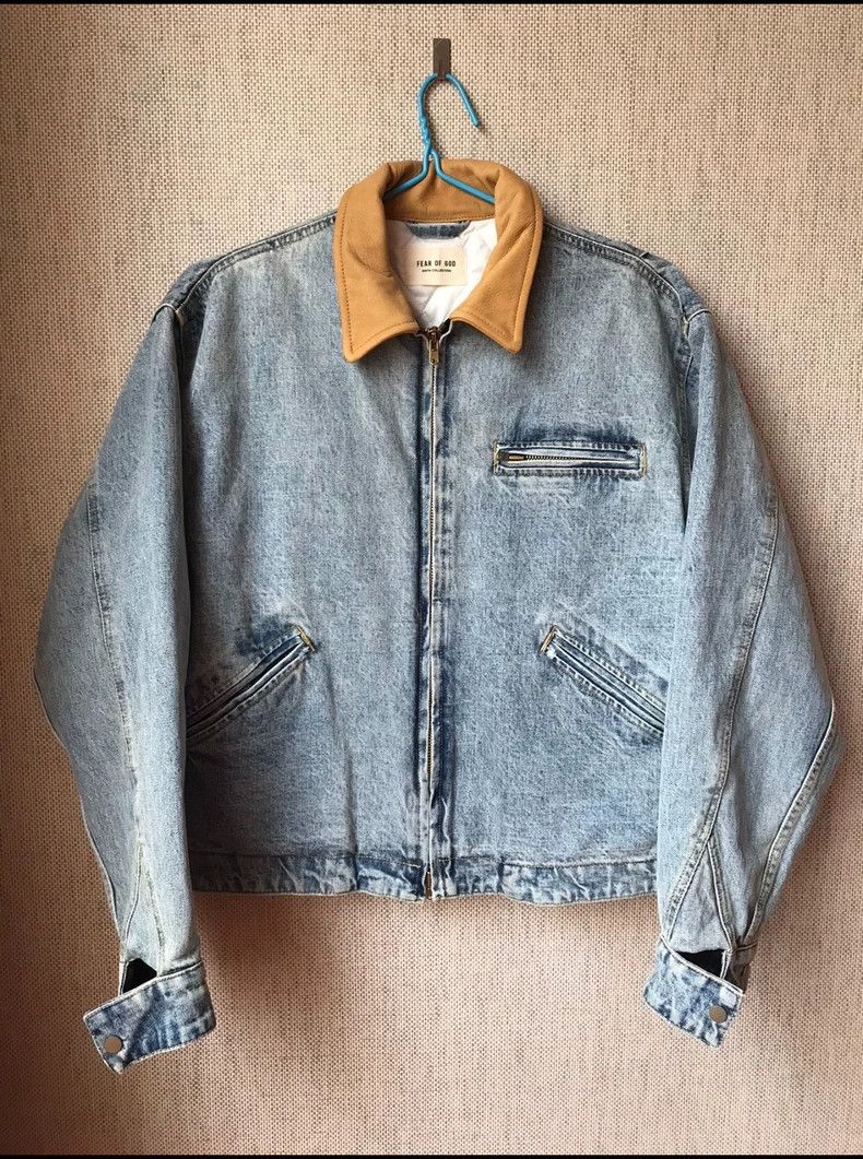 Fear of God Season 6 suede-collared denim jacket