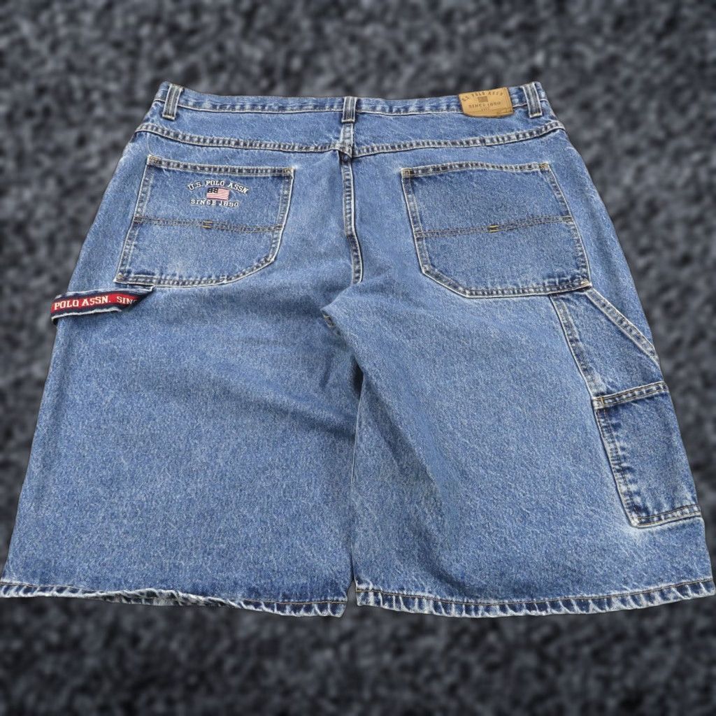 Vintage VTG US Polo Assn Bermuda Shorts Men 40 Baggy Y2K Carpenter Grunge Flag Skater 90s Denim Blue 5-Pocket Mens Size US L / EU 52-54 / 3 - 1 Thumbnail