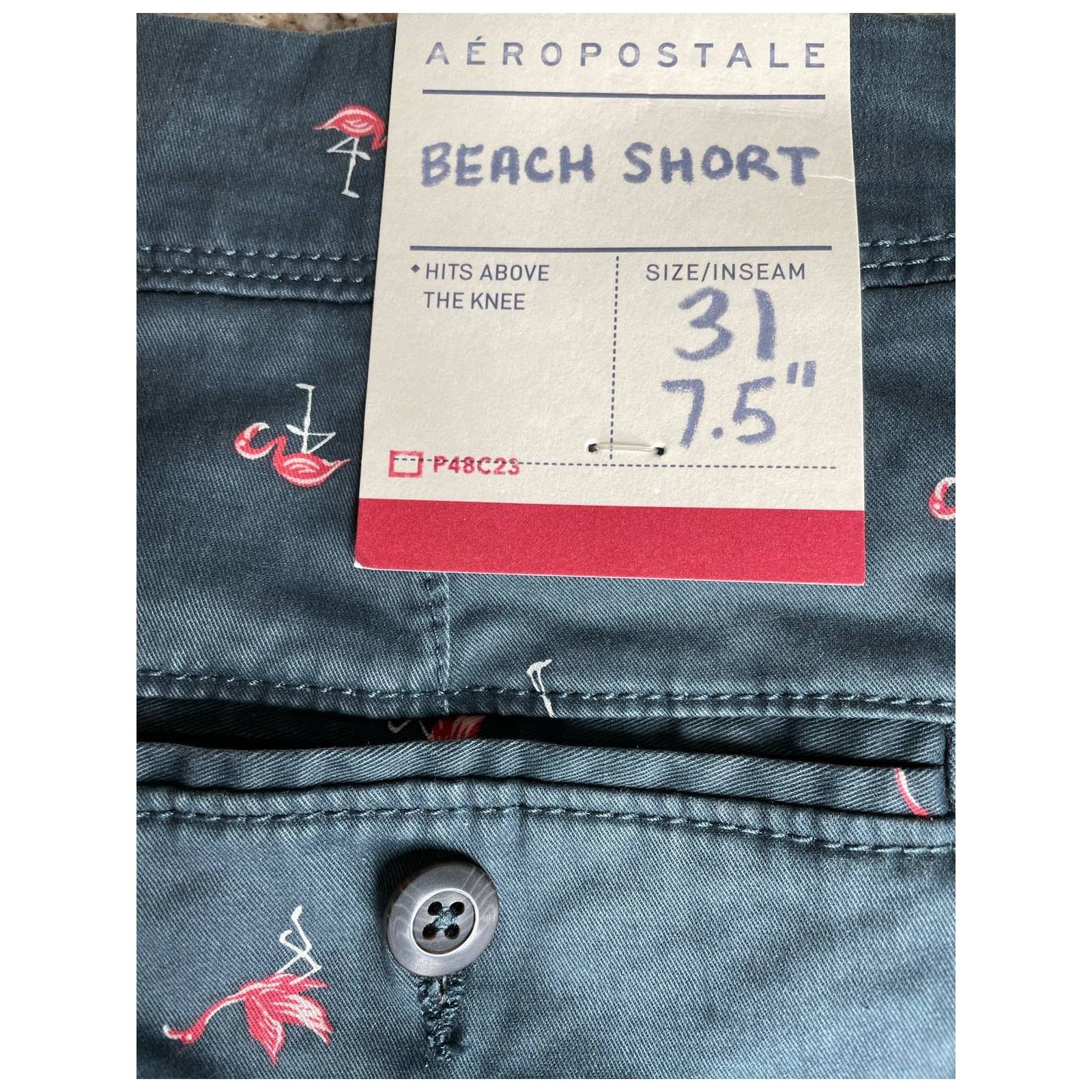 Aeropostale AEROPOSTALE Pink Flamingo print Blue Chino Shorts Size 31 Size US 31 - 5 Thumbnail