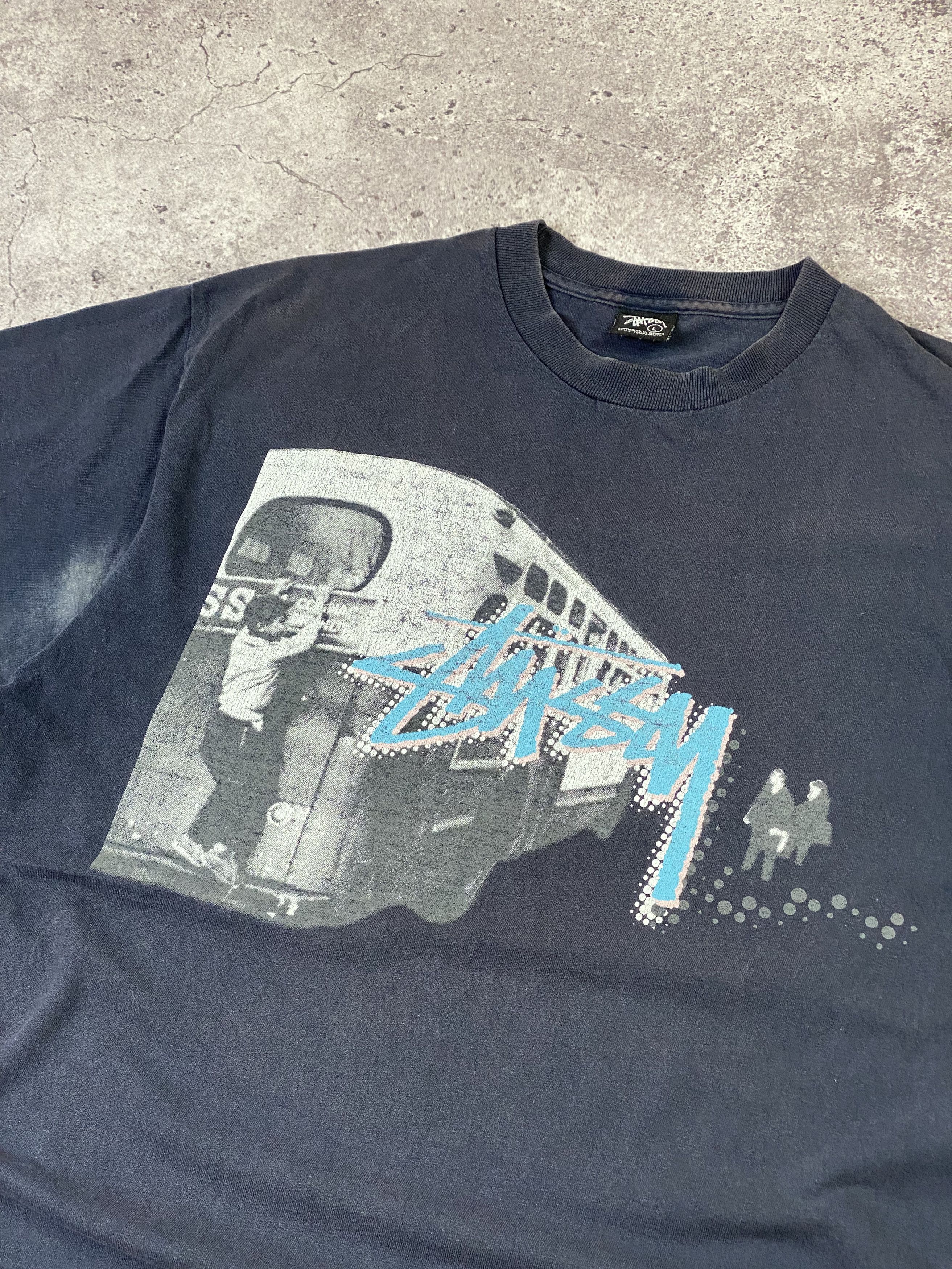 Stussy × Vintage RARE Vintage 90s STUSSY Train Graphite Big Logo T Shirt Size US L / EU 52-54 / 3 - 3 Thumbnail