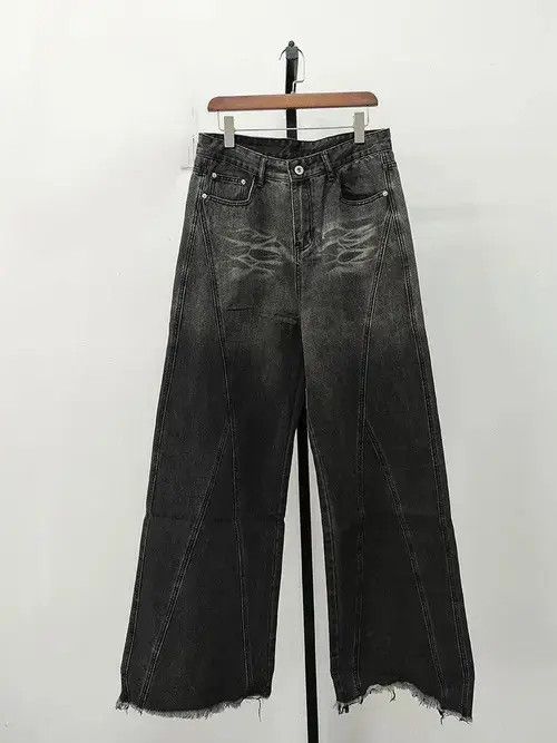 Jean Black Baggy Wide Leg Denim Jeans Size US 30 / EU 46 - 1 Thumbnail