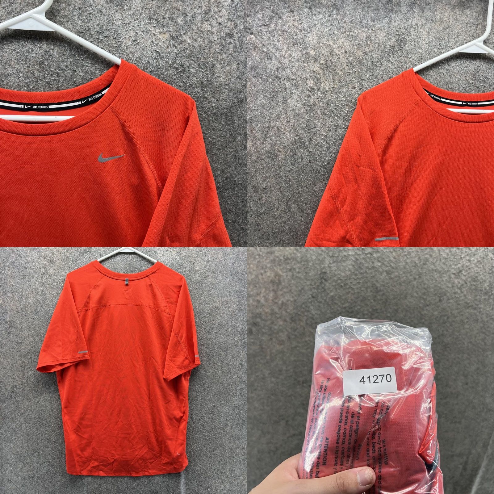 Nike Nike Dri-FIT Shirt Mens XL Orange Short Sleeve Running Top Size US XL / EU 56 / 4 - 8 Thumbnail