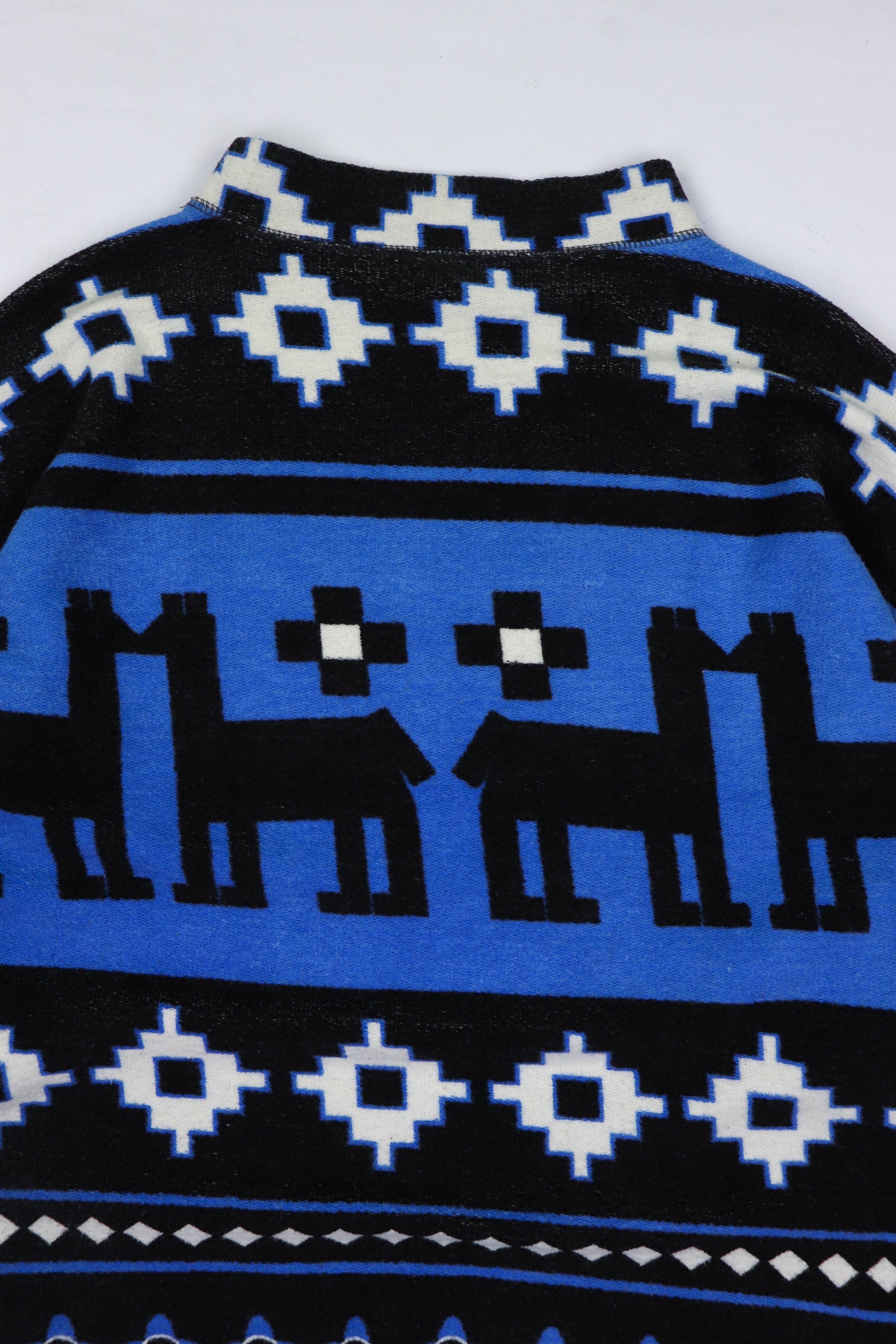 Vintage Vintage Aztec Graphics Mock Neck LS Oversized Baggy Pullover Size US XL / EU 56 / 4 - 6 Thumbnail